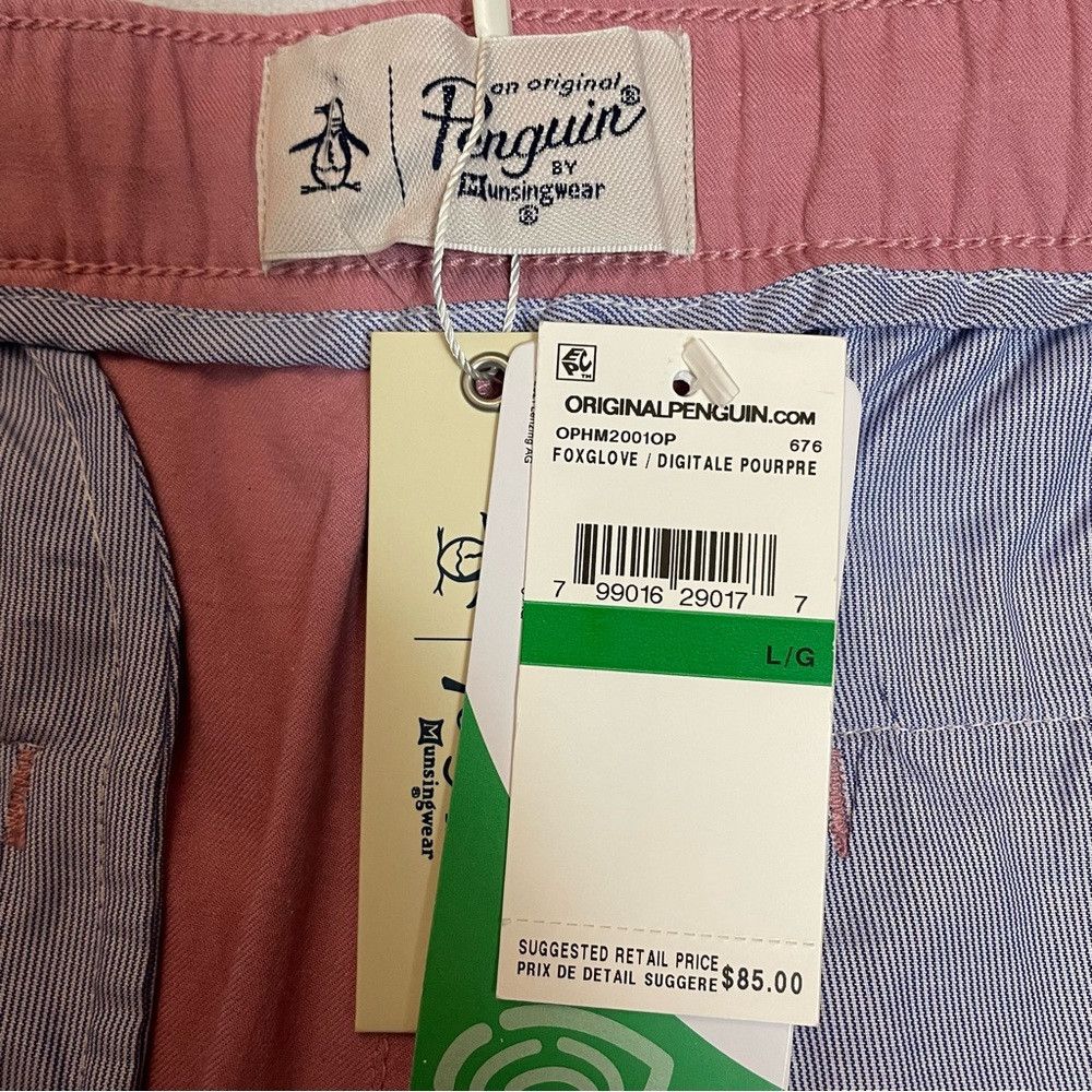 Original Penguin NWT New $85 Penguin Cotton Linen Pink Drawstring Shorts Siz Size US 38 / EU 54 - 3 Thumbnail
