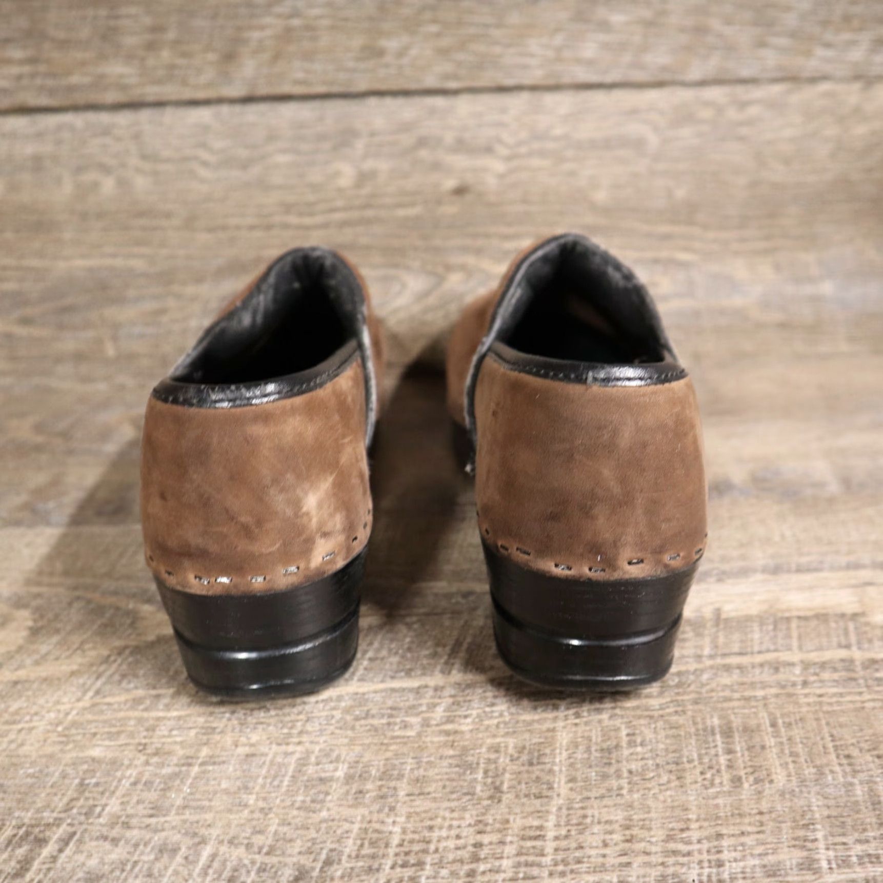 Vintage VINTAGE Björndal Women's Leather Wedge Clogs Slip-On Brown Medium 10 Shoes Size US 10 / IT 40 - 5 Thumbnail