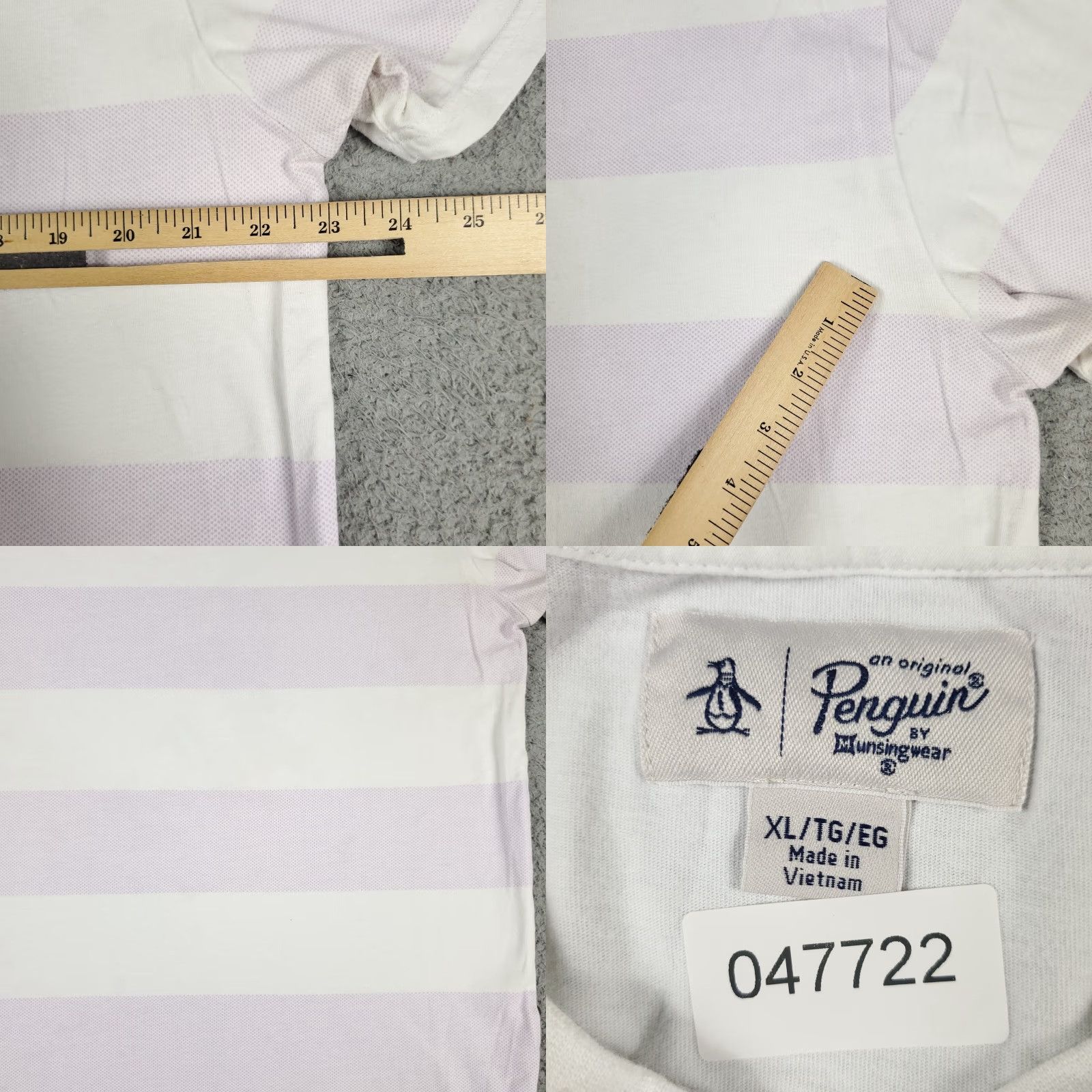 Original Penguin Original Penguin T-Shirt Mens XL Purple White Striped Casual Short Sleeve Size US XL / EU 56 / 4 - 8 Thumbnail