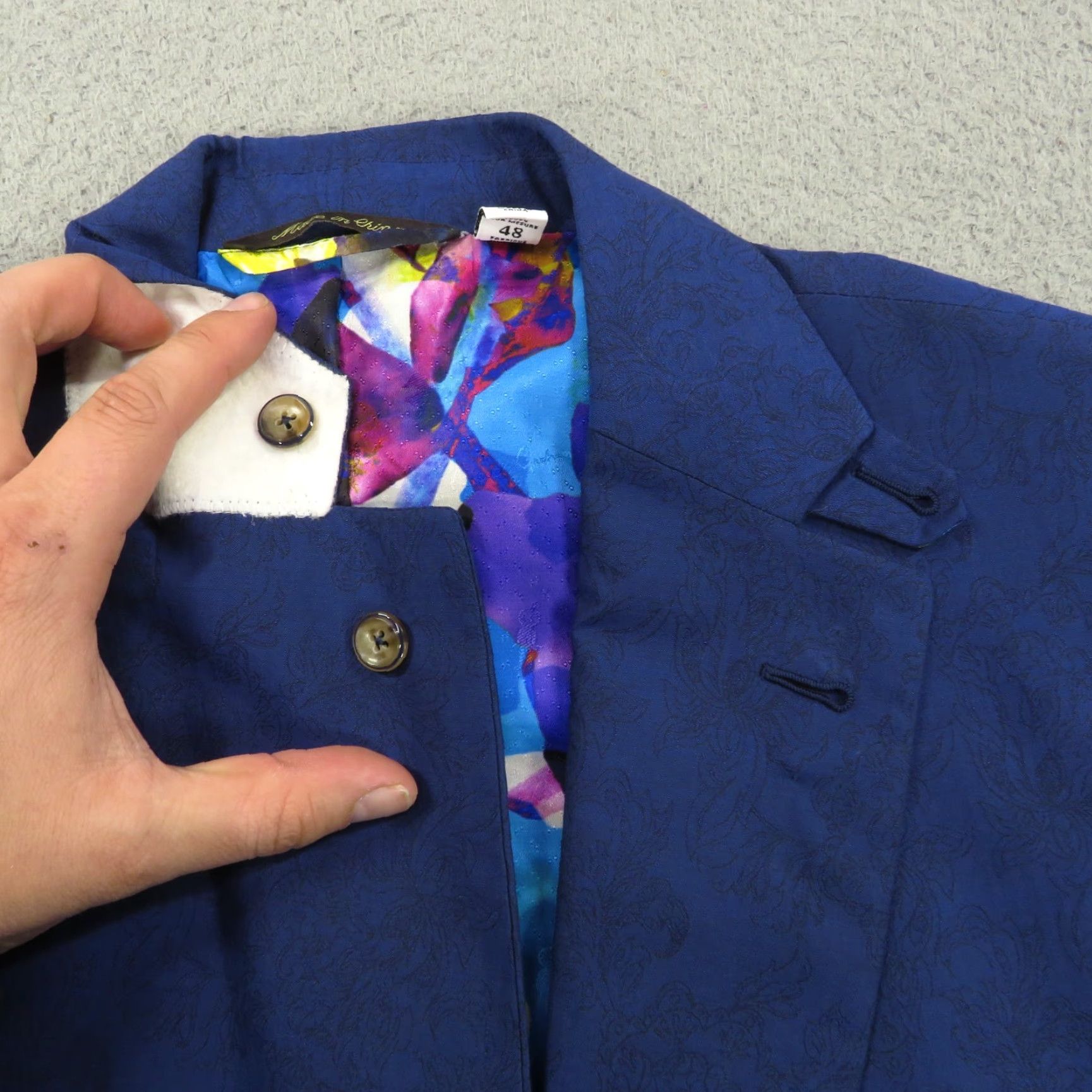 Robert Graham Robert Graham Blazer Jacket 46R Unstructured Floral Baroque Jacquard Sport Coat Jacket Mens Slim Blue 46 Regular Notch Lapel Size 46R - 6 Thumbnail