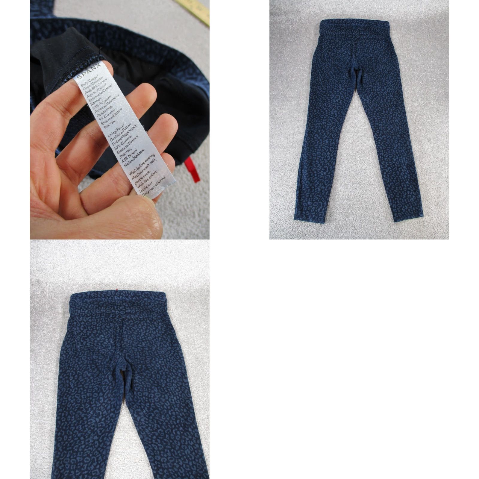 Spanx VINTAGE Spanx Jeggings Womens Medium Dark Blue Leopard Print Stretch Denim Animal Pattern 2010s Womens Size 32" / US 10 / IT 46 - 8 Thumbnail