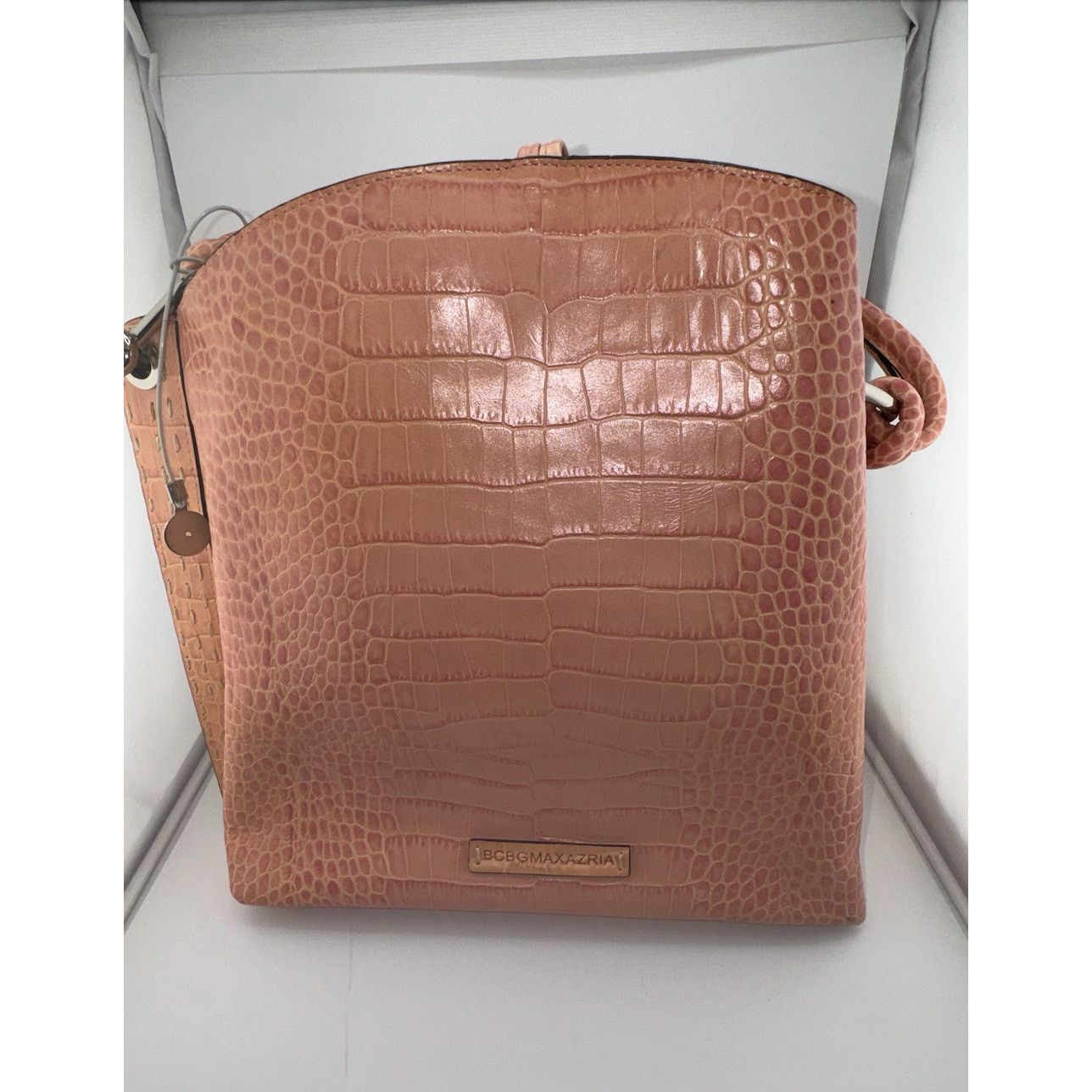 Bcbgmaxazria NWT NEW VTG BCBG MAXAZRIA Croc Embossed Bag Pink Silver Bag Size ONE SIZE - 11 Thumbnail