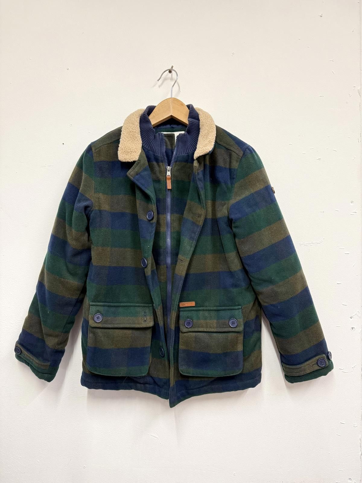 Ben Sherman Kids Striped Wool Blend Jacket with Sherpa Collar Size US XXS / EU 40 - 1 Thumbnail