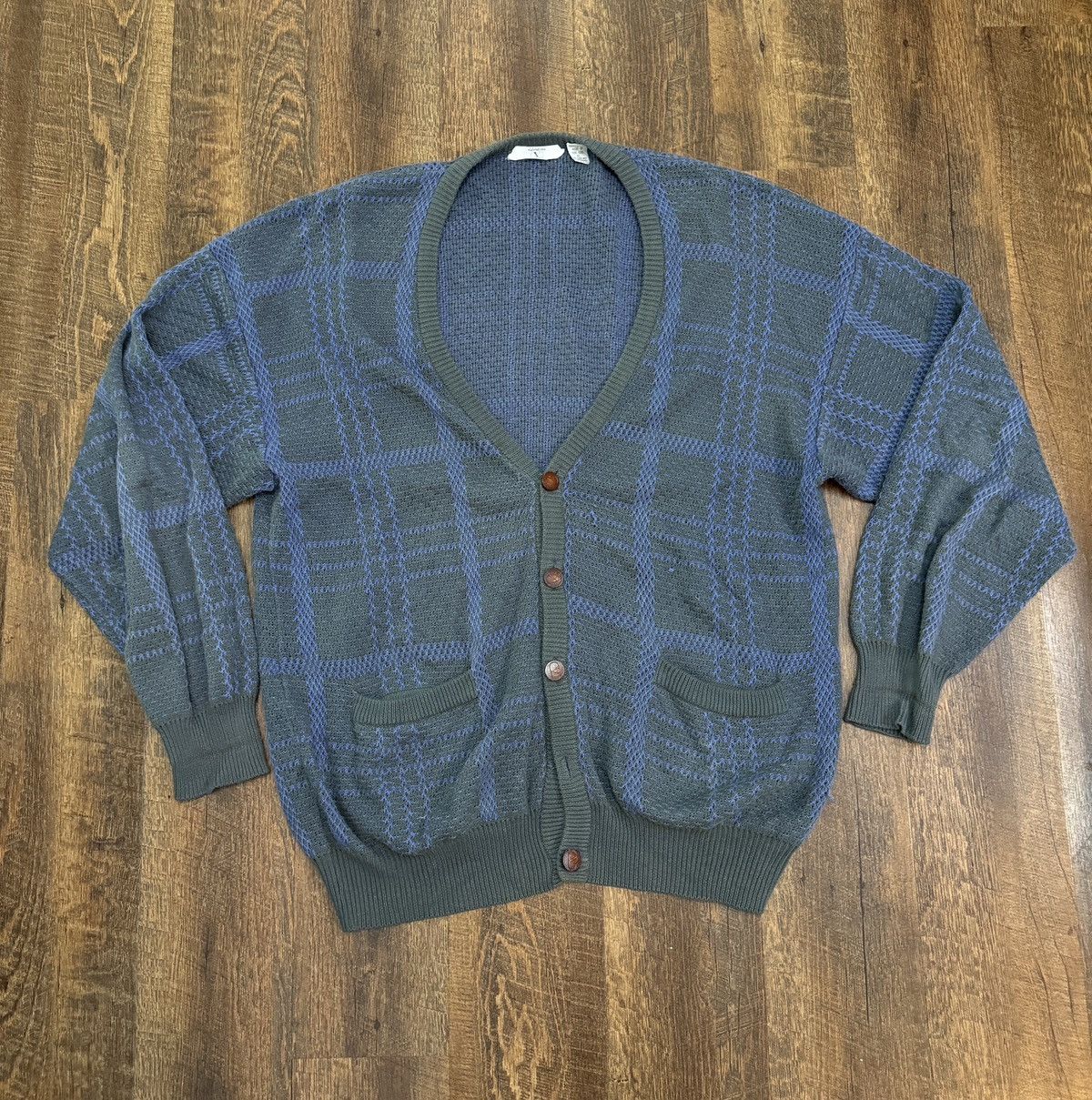 Valentino × Vintage Vintage 90s Valentino Cardigan Sweater Coogi Style Size US XL / EU 56 / 4 - 1 Thumbnail