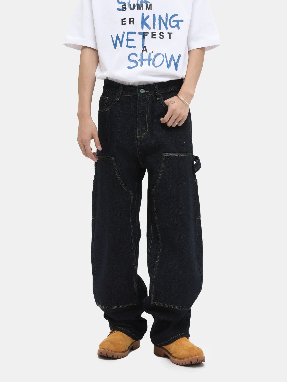 Jean High street cleanfit patchwork multi-pocket work jeans Size US 32 / EU 48 - 2 Thumbnail