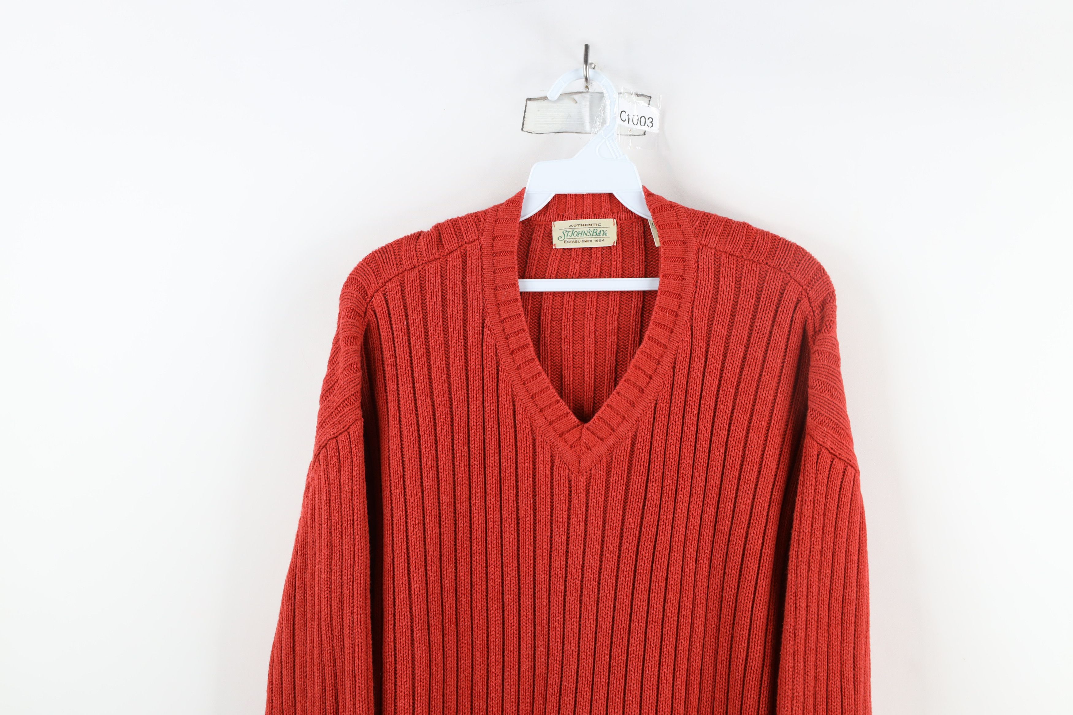 Vintage Vintage 90s Streetwear Cotton Ribbed Knit Sweater Orange Size US XL / EU 56 / 4 - 2 Thumbnail