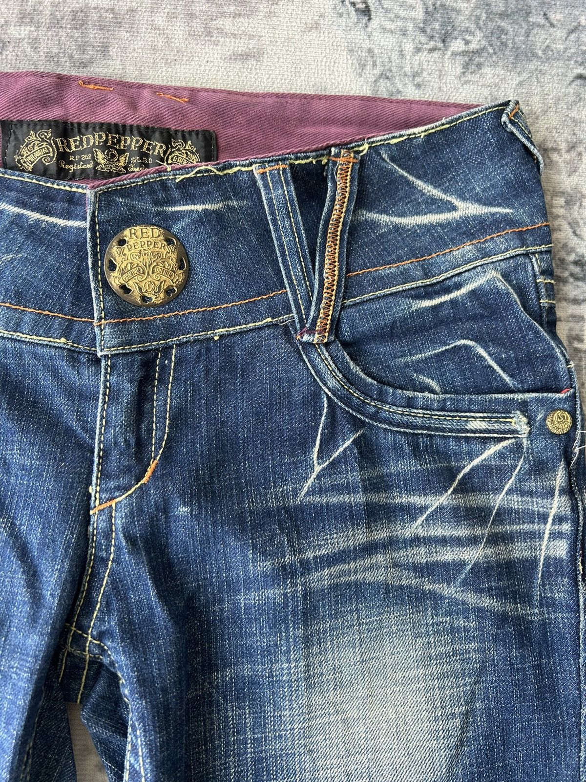 Ed Hardy 🦋 Red Pepper Embroidery Wing Jeans Size 32" / US 10 / IT 46 - 13 Thumbnail