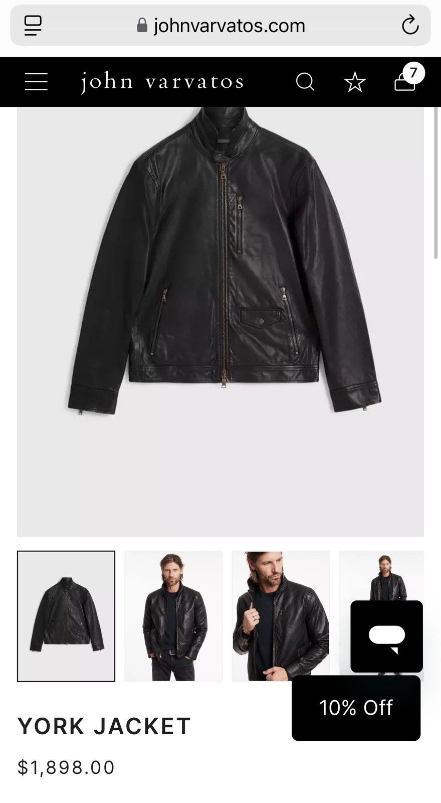 John Varvatos York Leather Jacket. size EU 48 USA 38 Size US M / EU 48-50 / 2 - 7 Thumbnail