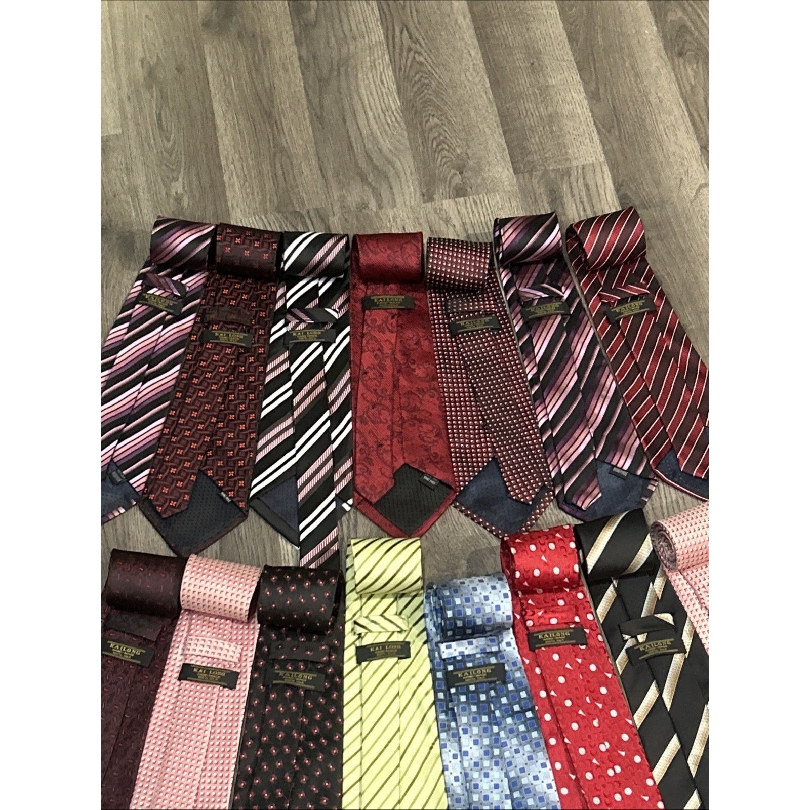 Kai Lot Of 21 Kai Long 100% Silk Ties Various Colors & Patterns Size ONE SIZE - 2 Thumbnail