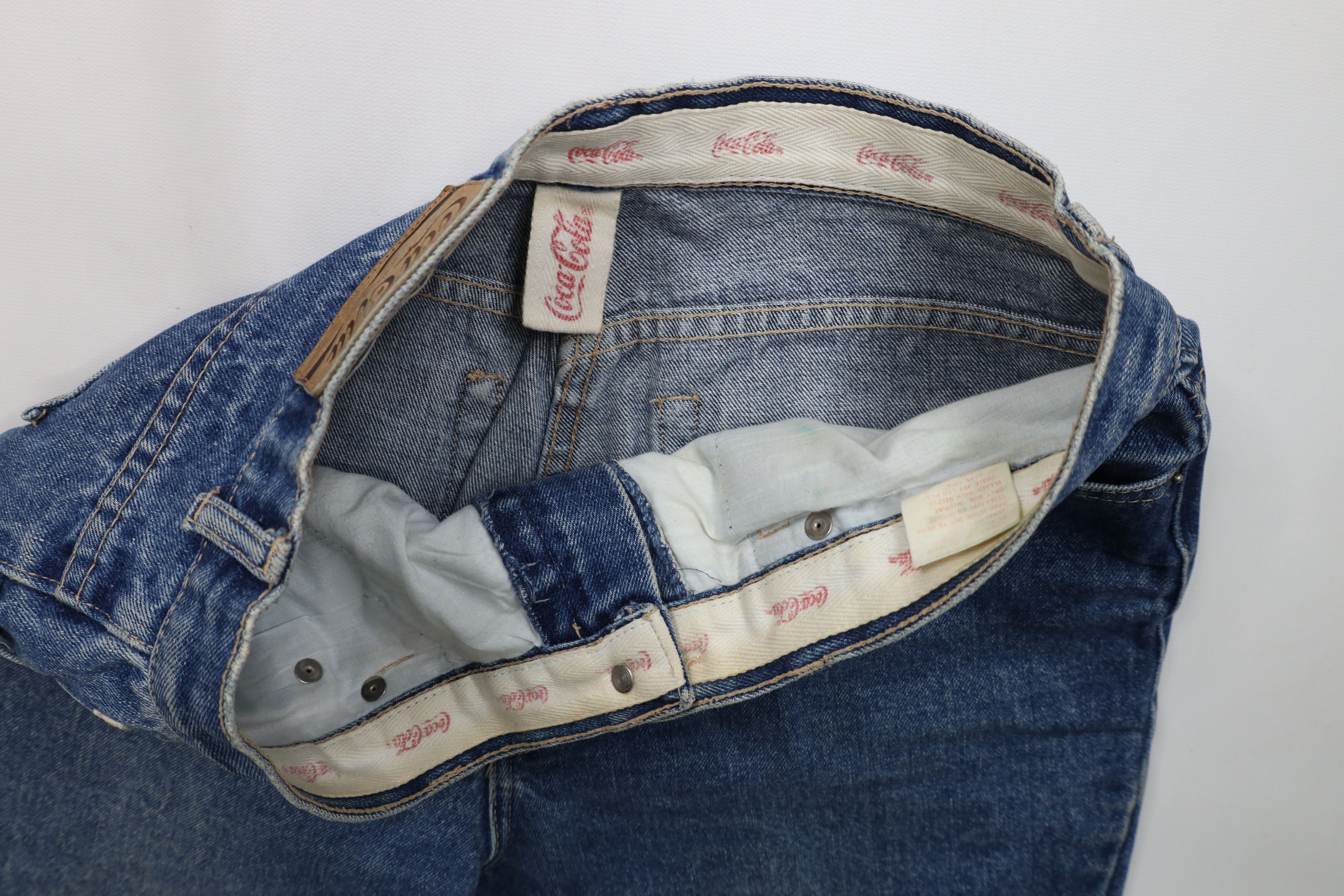 Vintage Vintage 90s Coca Cola Spell Out Straight Leg Denim Jeans Size 36" / US 14 / IT 50 - 10 Thumbnail