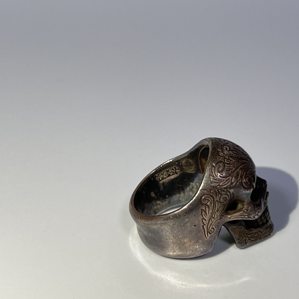 Number Nine × Magical design Skull Ring Number Nine Magical Design Tribal Engraved Silver Skull Ring