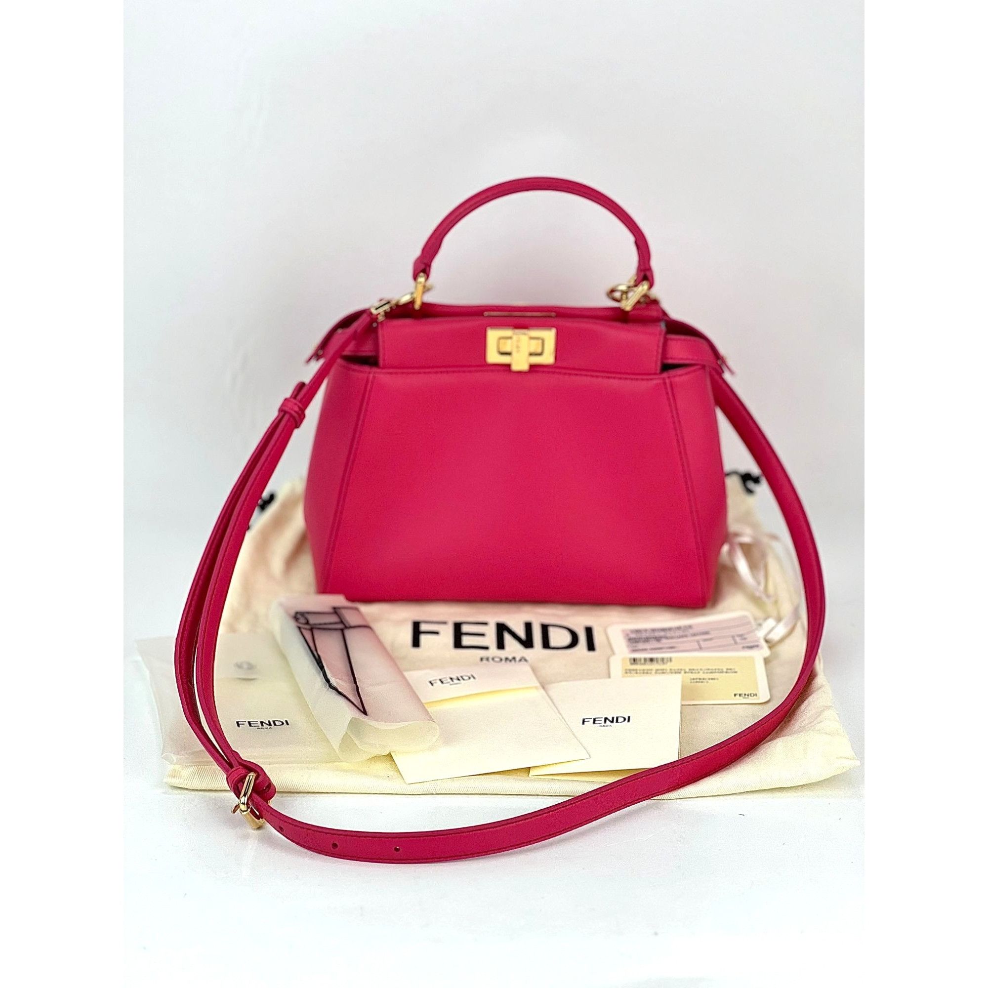 Fendi Fendi Mini Peekaboo Pink Leather Hand Shoulder Bag Size ONE SIZE - 2 Thumbnail