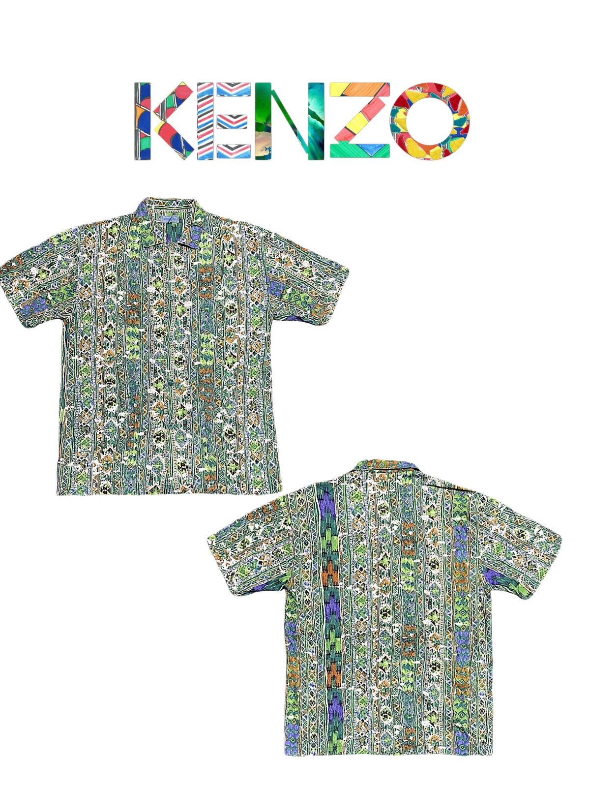 If Six Was Nine × Kenzo × Le Grande Bleu (L.G.B.) Vintage 90s Kenzo Emerald Green Double Down Pocket Shirts Size US L / EU 52-54 / 3 - 3 Thumbnail