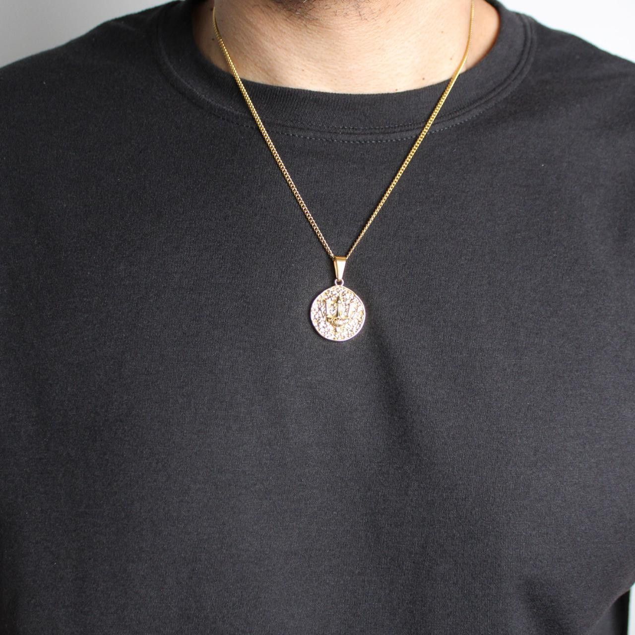 Jewelry Gold Trident Coin Pendant Chain Necklace Size ONE SIZE - 3 Thumbnail