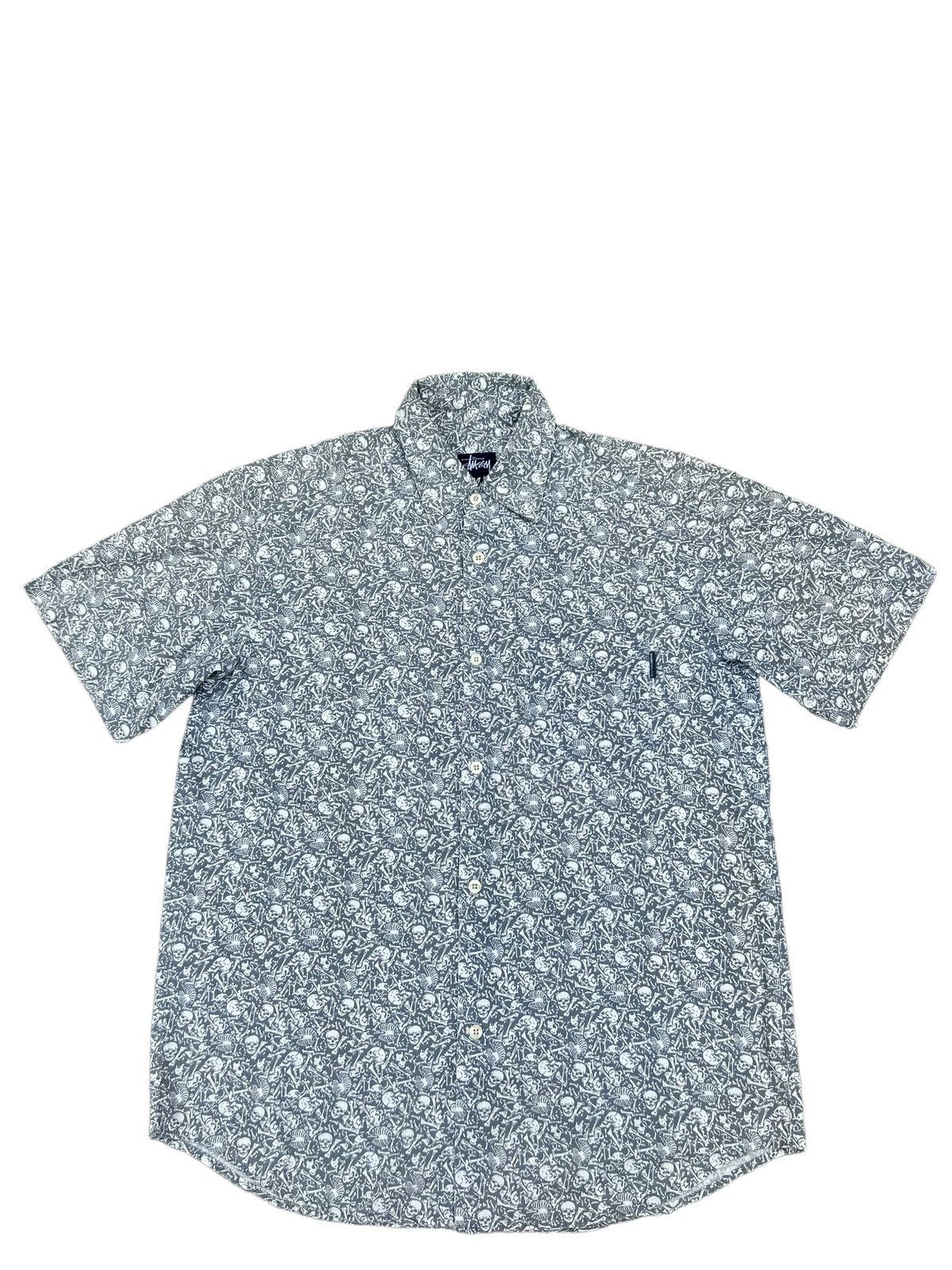 Stussy Vintage Stussy Full Printed Skull Skeleton Button Shirt Size US M / EU 48-50 / 2 - 1 Thumbnail