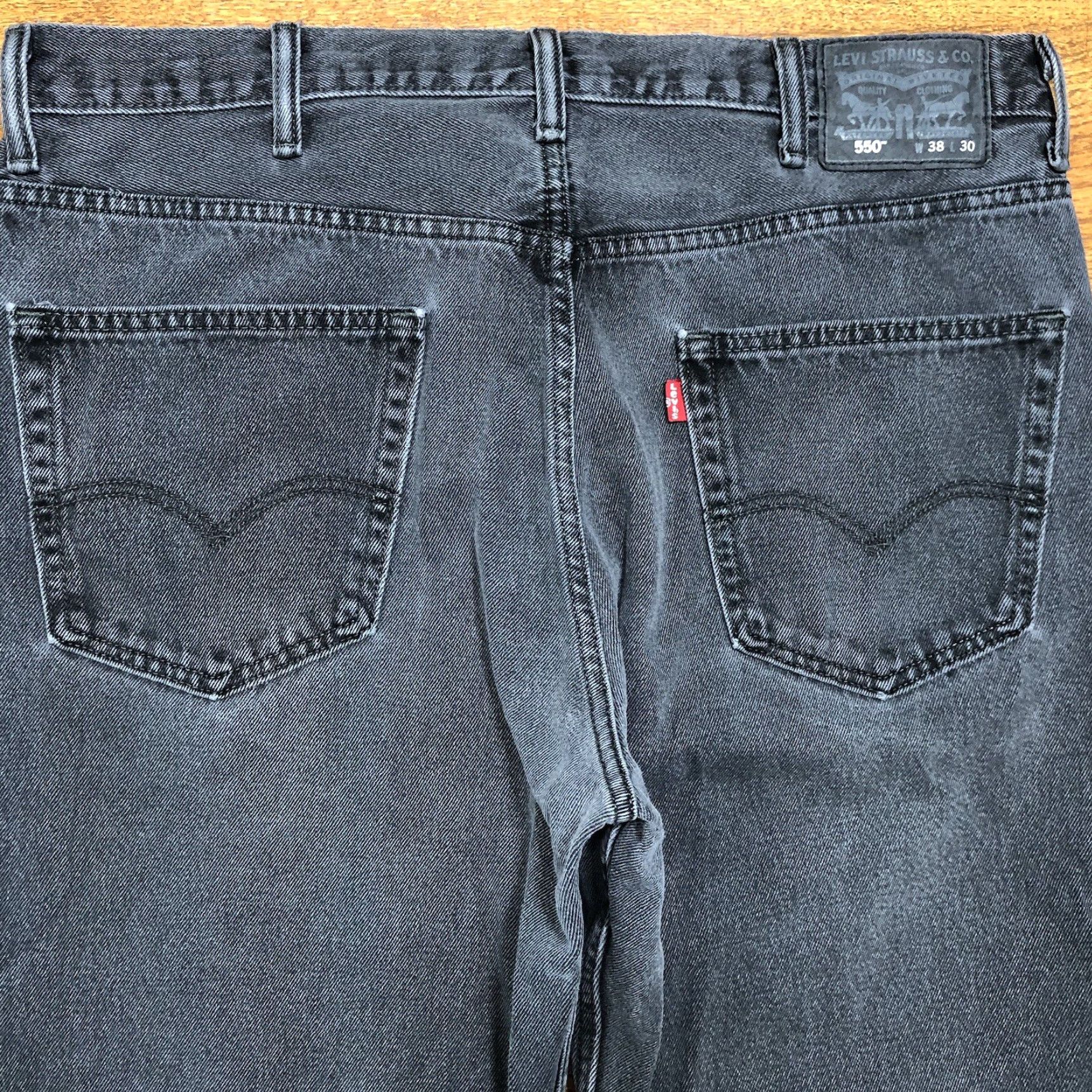 Levi's Levi's 550 Jeans Straight Mens 38x30 Black Denim 100% Cotton Relaxed Fit Belt Loops Zipper 5-Pocket Western USA Classic 80s 90s Mens Size US 38 / EU 54 - 3 Thumbnail