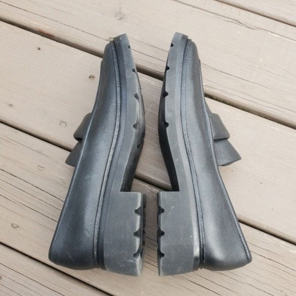 Vince Vince Robin Black Smooth Leather Chunky Heel Lug Sole Loafer Size US 9.5 / IT 39.5 - 3 Thumbnail