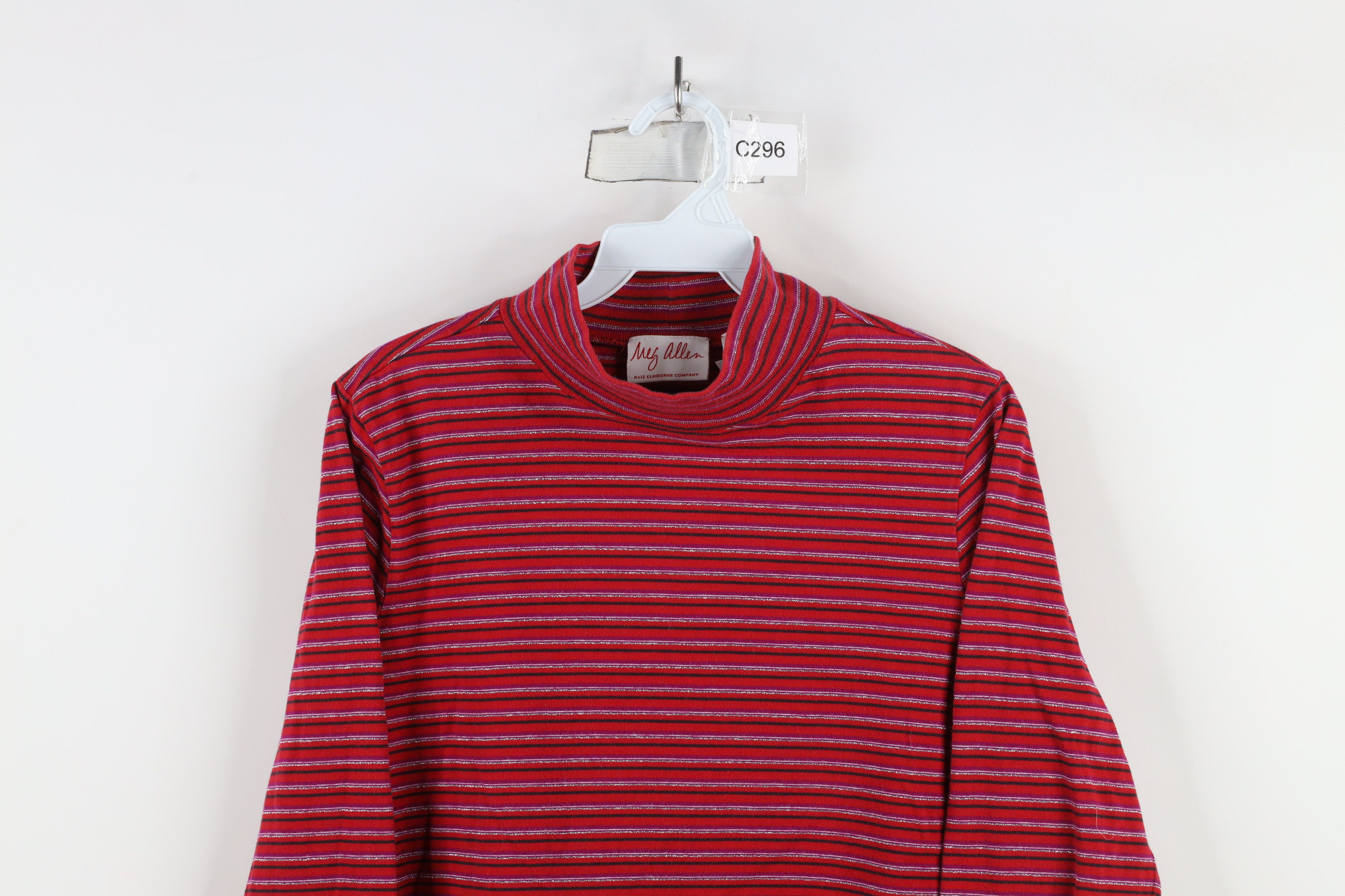 Vintage Vintage 90s Y2K Striped Long Sleeve Mock Neck T-Shirt Size S / US 4 / IT 40 - 2 Thumbnail