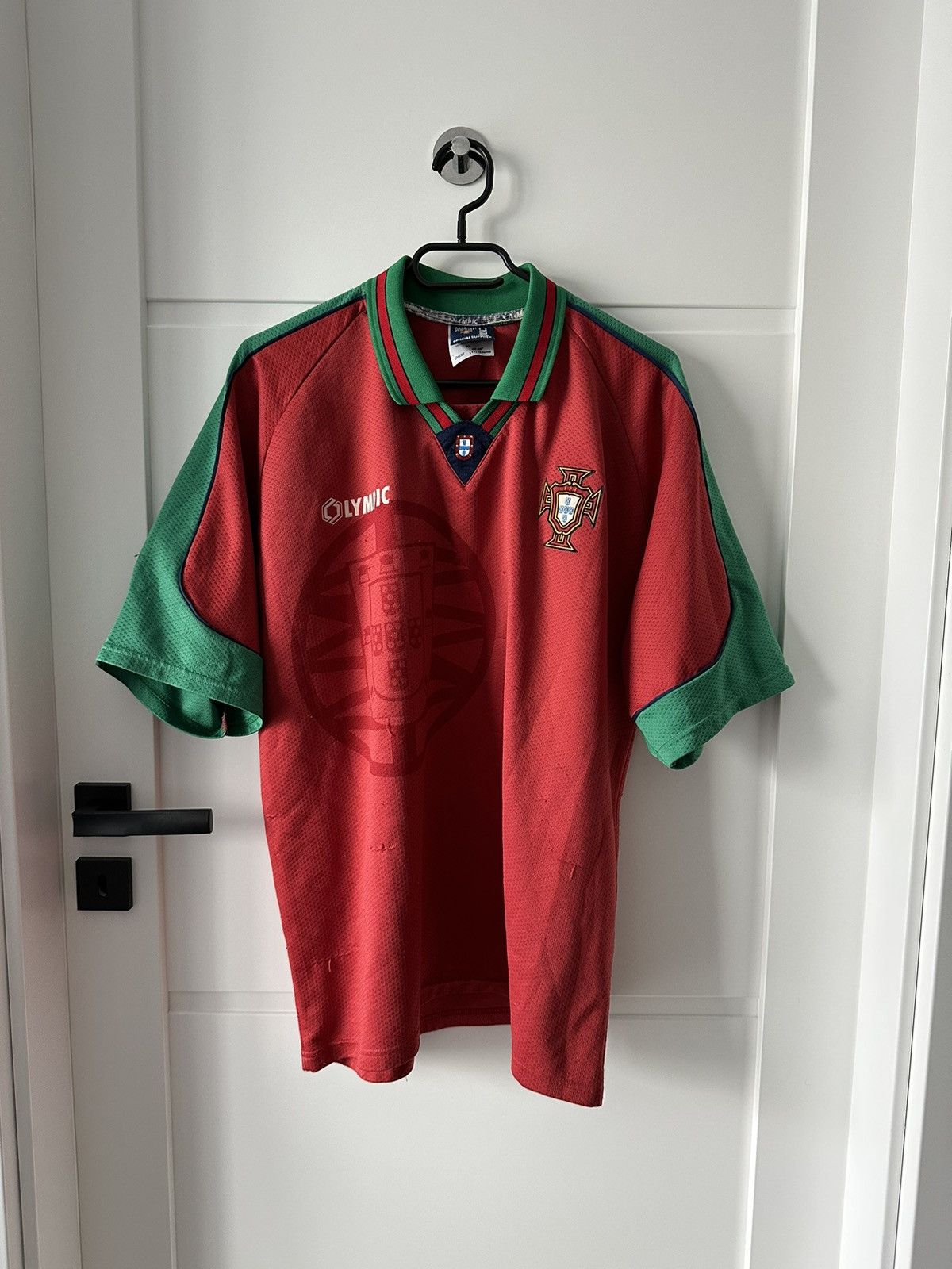 image of Soccer Jersey 1996 Portugal Soccer Home Football Jersey in Red, Men's (Size XL)