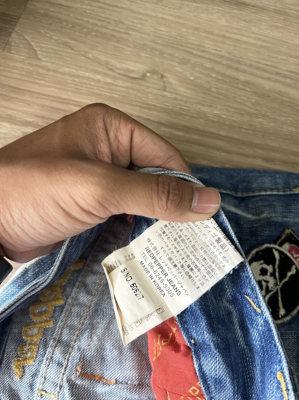 Japanese Brand Red Pepper Jeans Embroidered Skull Patch Distres Denim Flare Size US 29 - 9 Thumbnail