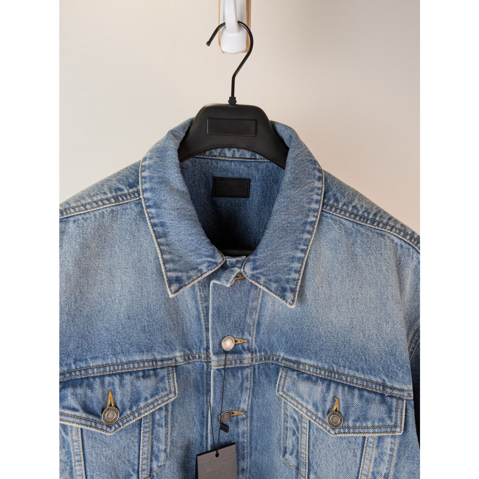 Saint Laurent Paris o1rshd1 Egg Shape Denim Jacket in Plain Lake Medium Blue Size US S / EU 44-46 / 1 - 7 Thumbnail