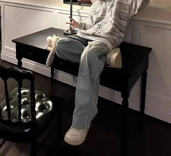 VIBE Vintage washed straight-leg striped rare jeans Size US 32 / EU 48 - 2 Thumbnail