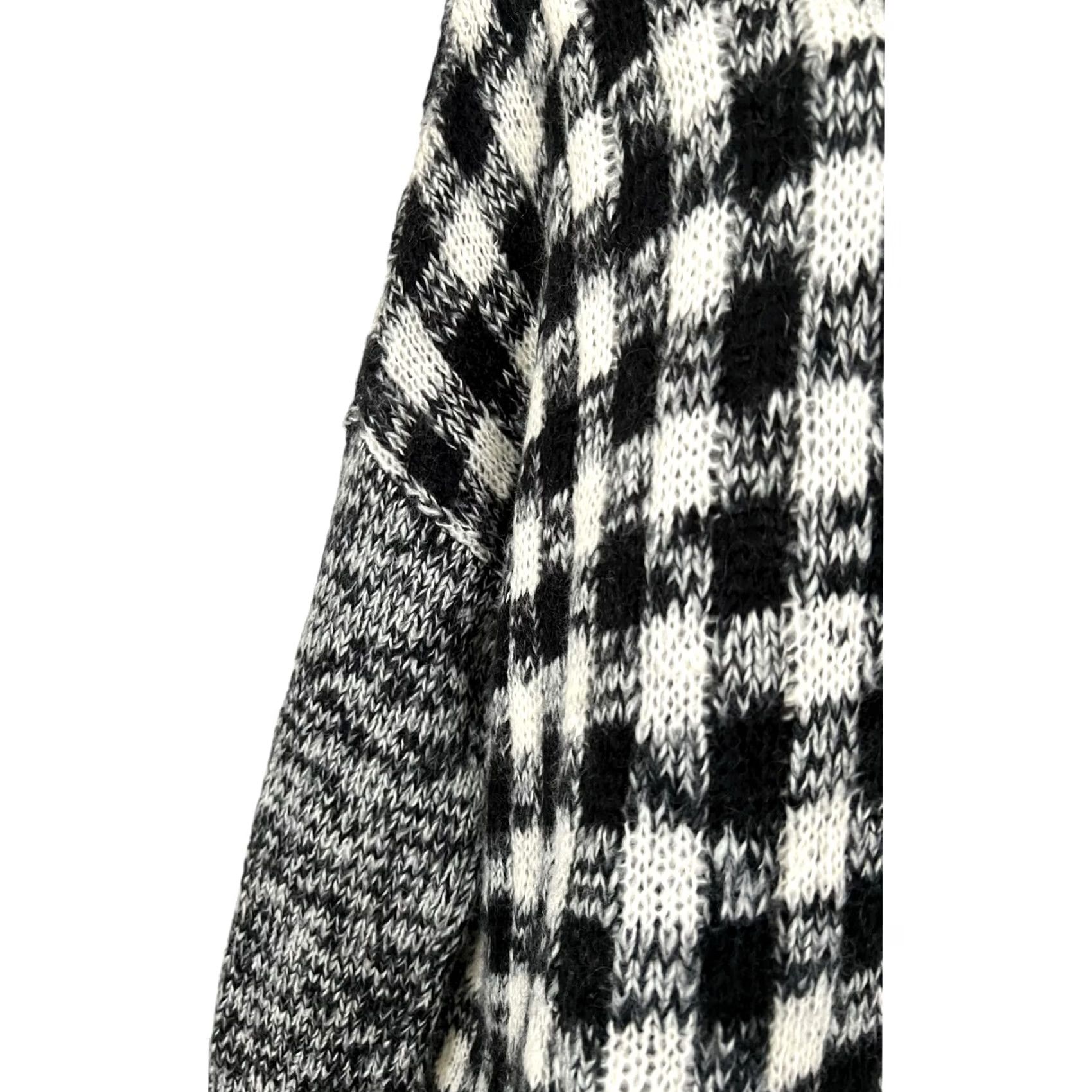 Vintage Wooden Ships Women's Sweater Cowl Neck Mohair Wool Black White Check Plaid M/L Pullover Knit Size L / US 10 / IT 46 - 3 Thumbnail