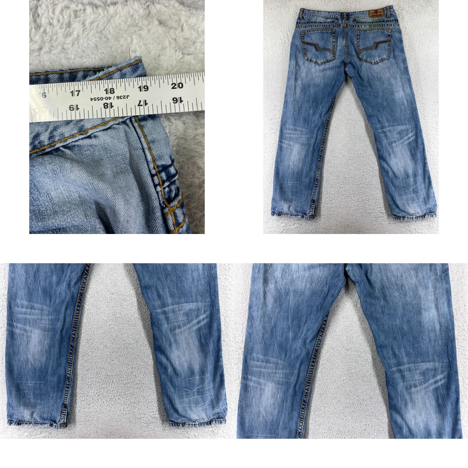 Denime Smog Jeans Men 38 Blue Denim Straight Distressed 38x32 Cotton Vintage No Size US 38 / EU 54 - 9 Thumbnail