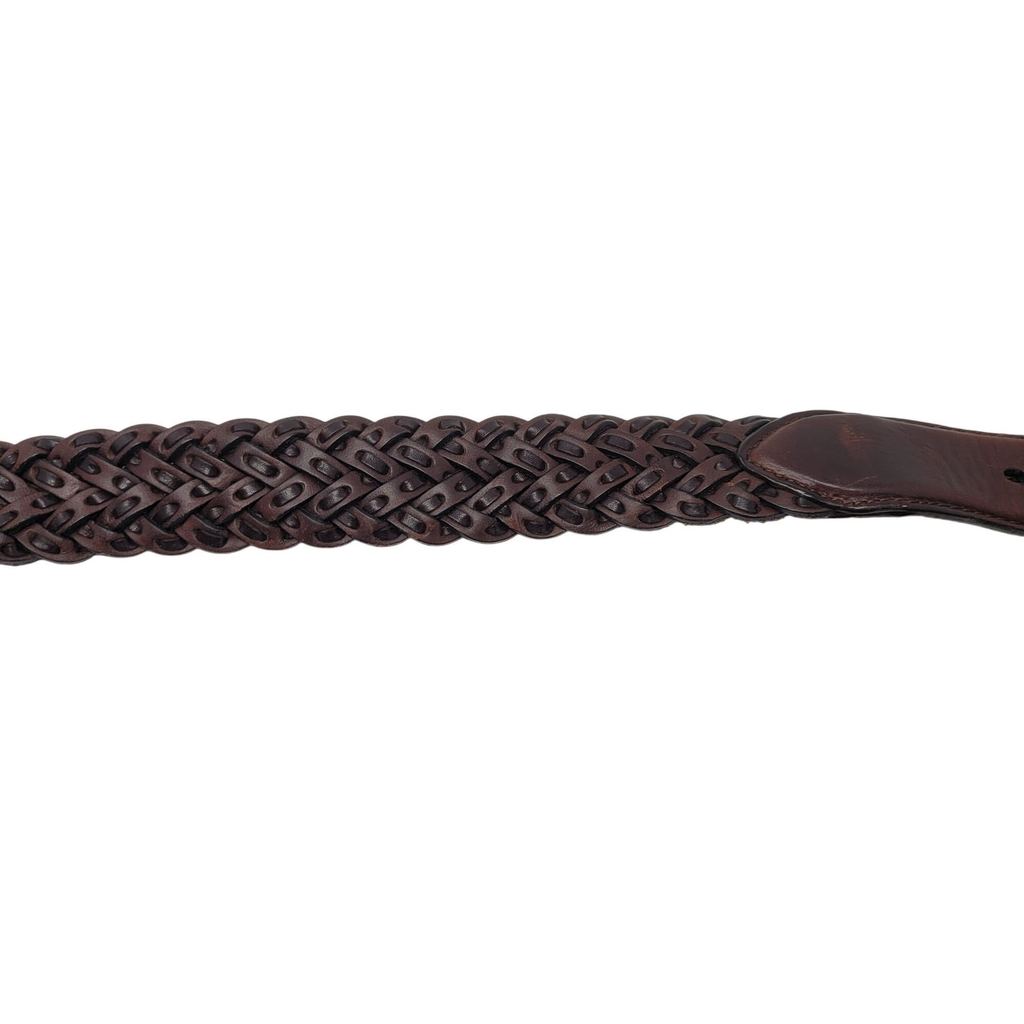 Brighton Vtg Brighton Mens Braided Leather Belt 36 Brown Silver Buckl Size 36 - 9 Thumbnail