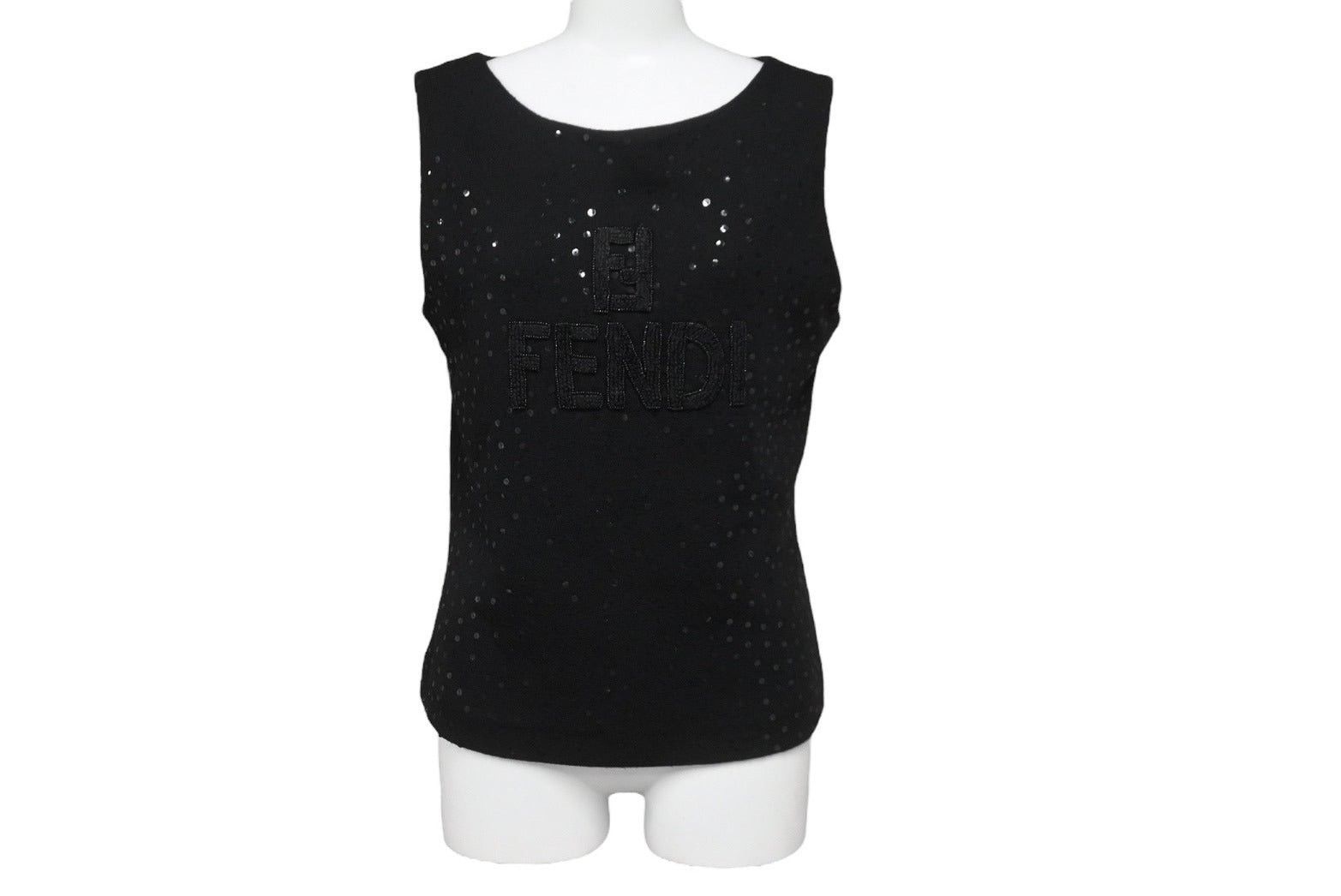 fendi tank top knit sequin logo embroidery size 38, image size:1565x1046