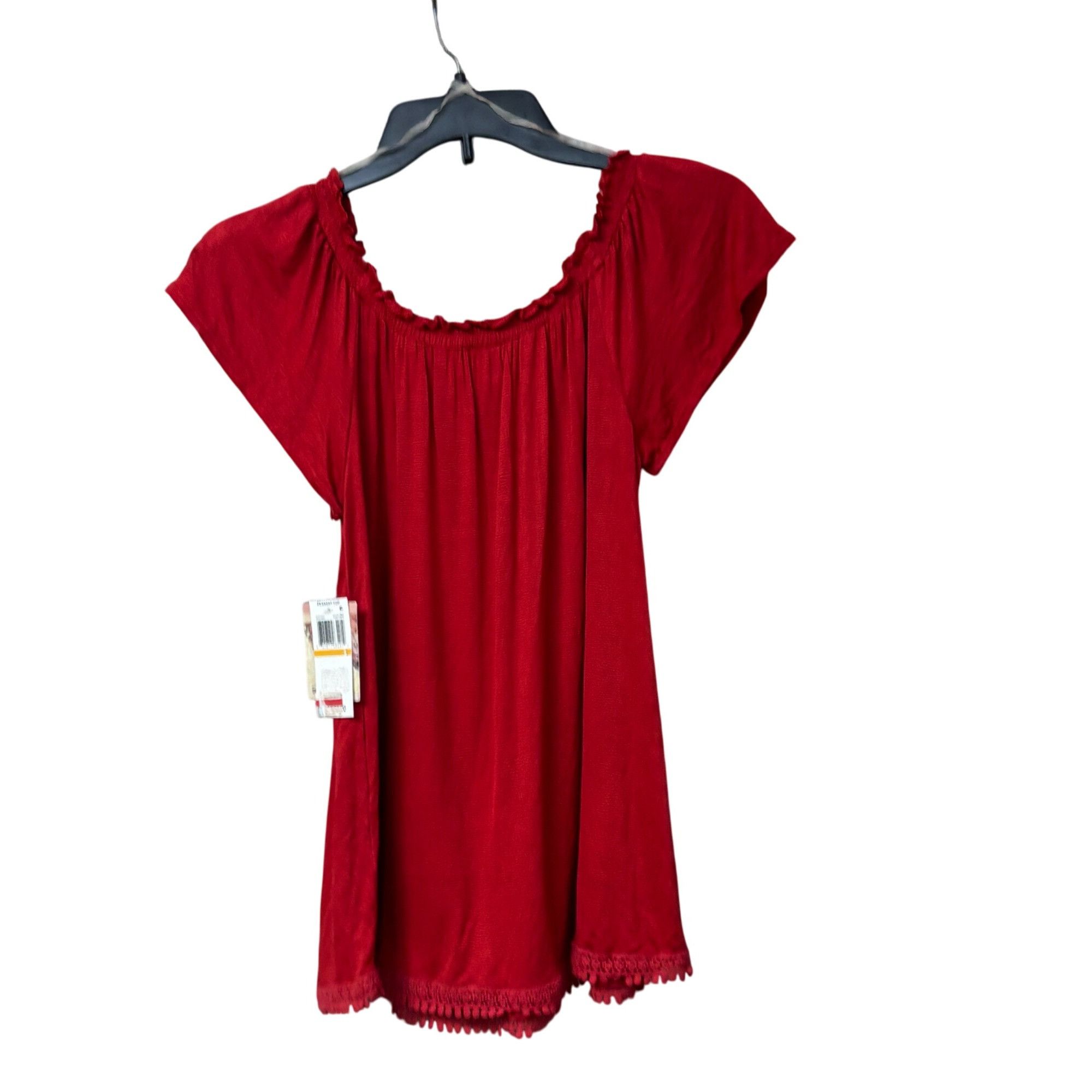 Other Belle Du Jour Juniors' Flutter Sleeve Peasant Top, Pomegran Size S / US 4 / IT 40 - 11 Thumbnail
