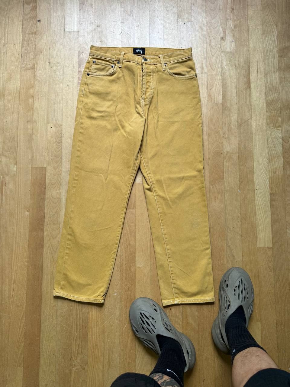 Stussy × Vintage Vintage Stussy Jeans 90S Y2K Model Track Pants Pale Yellow Size US 30 / EU 46 - 2 Thumbnail
