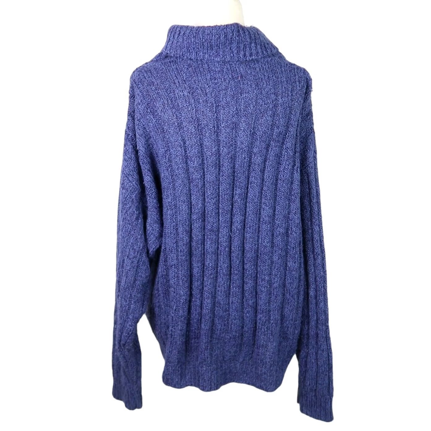 Vintage VINTAGE 90s Navy Blue Heathered Slouchy Turtleneck Knit Sweater L Women Dolman Sleeve Pullover Size L / US 10 / IT 46 - 5 Thumbnail