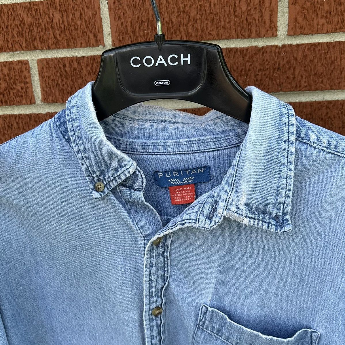 Puritan Vintage Puritan thrashed long sleeve denim button up shirt Size US L / EU 52-54 / 3 - 5 Thumbnail