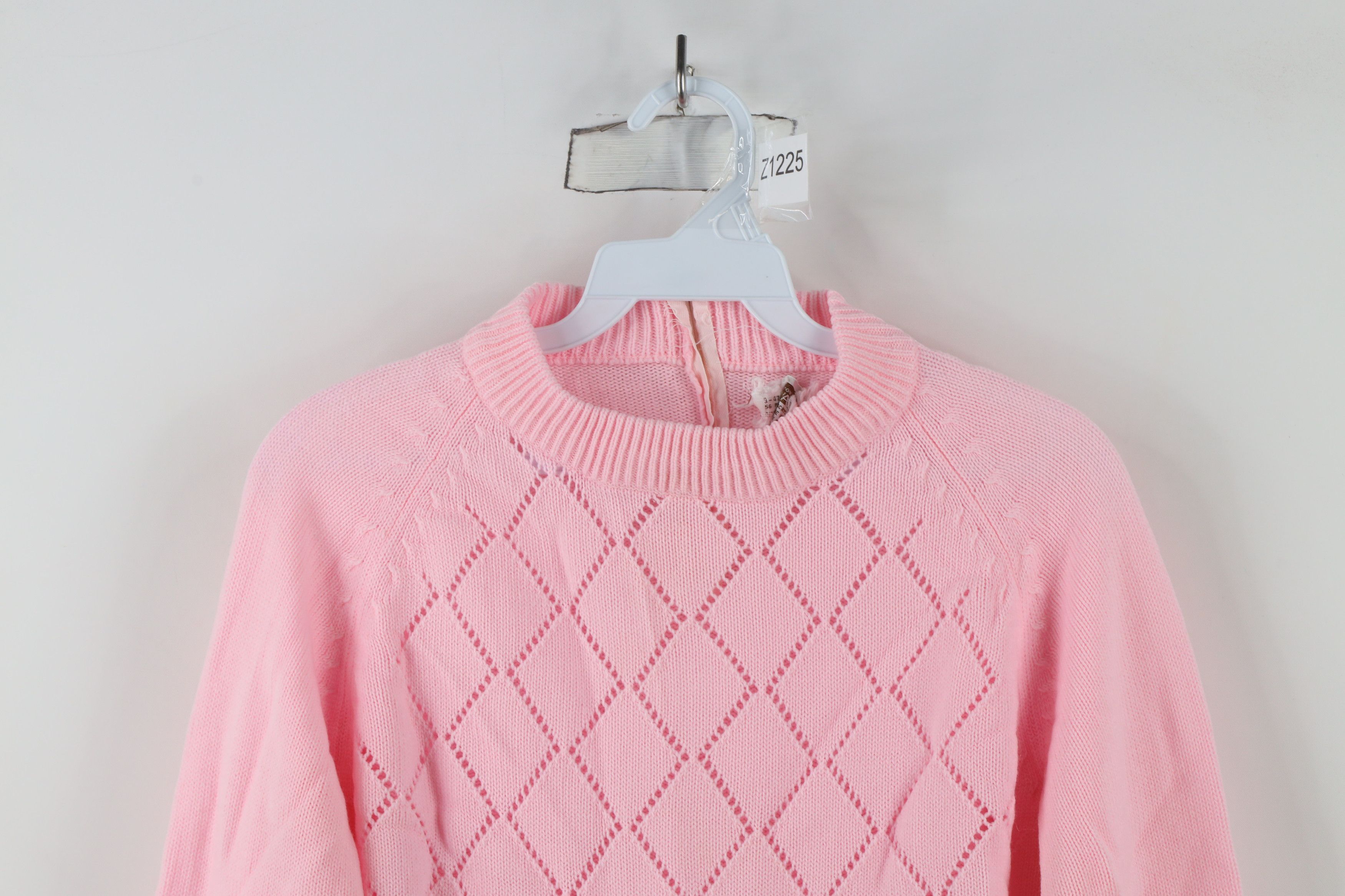 Vintage Vintage 70s Streetwear Diamond Knit Sweater Pink Size S / US 4 / IT 40 - 2 Thumbnail