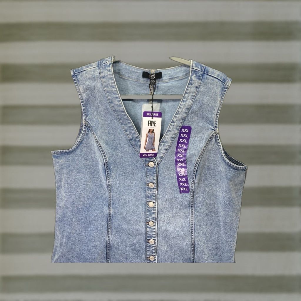 Frye Frye Denim Dress Women 2XL XXL Blue Button Belt Light Wash Cotton Stretch NWT Size XXL / US 16-18 / IT 52-54 - 1 Thumbnail