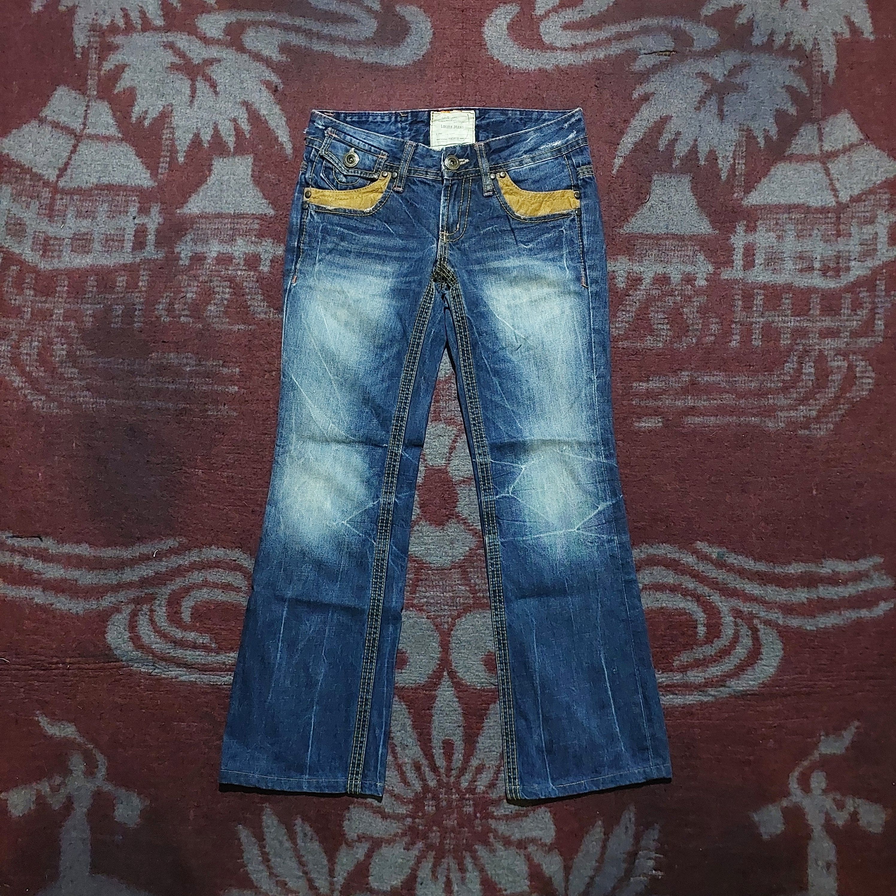 Tornado Mart Lolita japan Clawmark Leather Pocket Back Flare Jeans blue Size US 30 / EU 46 - 3 Thumbnail