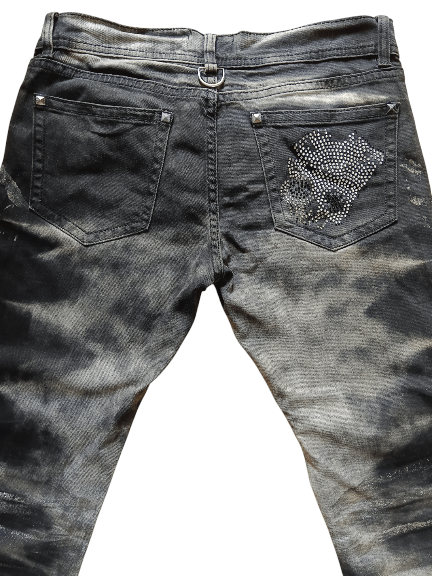 Japanese Brand The Black Gene Skull Gem Stud Skinny Punk Jeans Size US 30 / EU 46 - 4 Thumbnail
