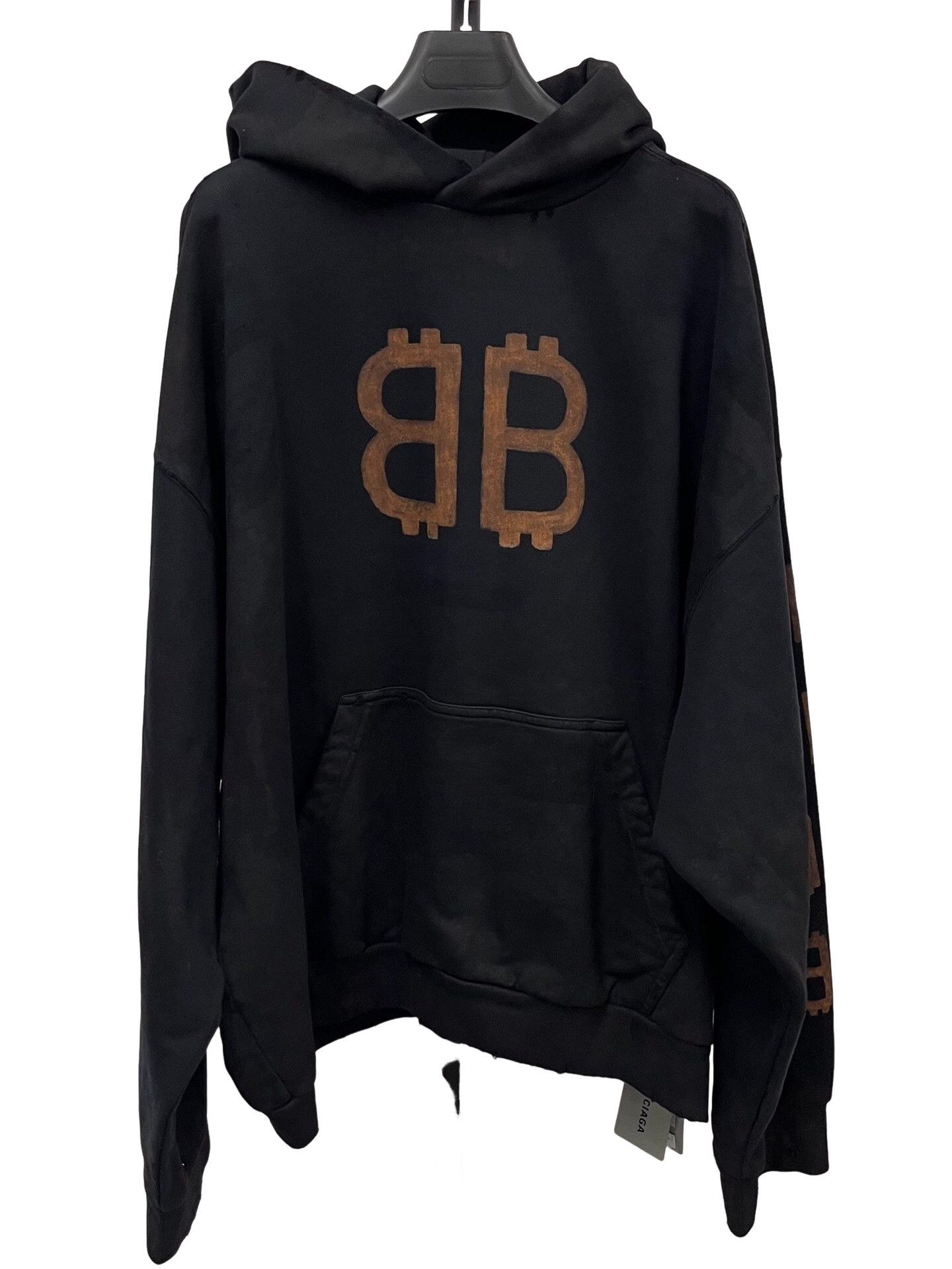 Balenciaga Balenciaga Bitcoin Logo Distressed Hoodie Size L Size US L / EU 52-54 / 3 - 1 Thumbnail