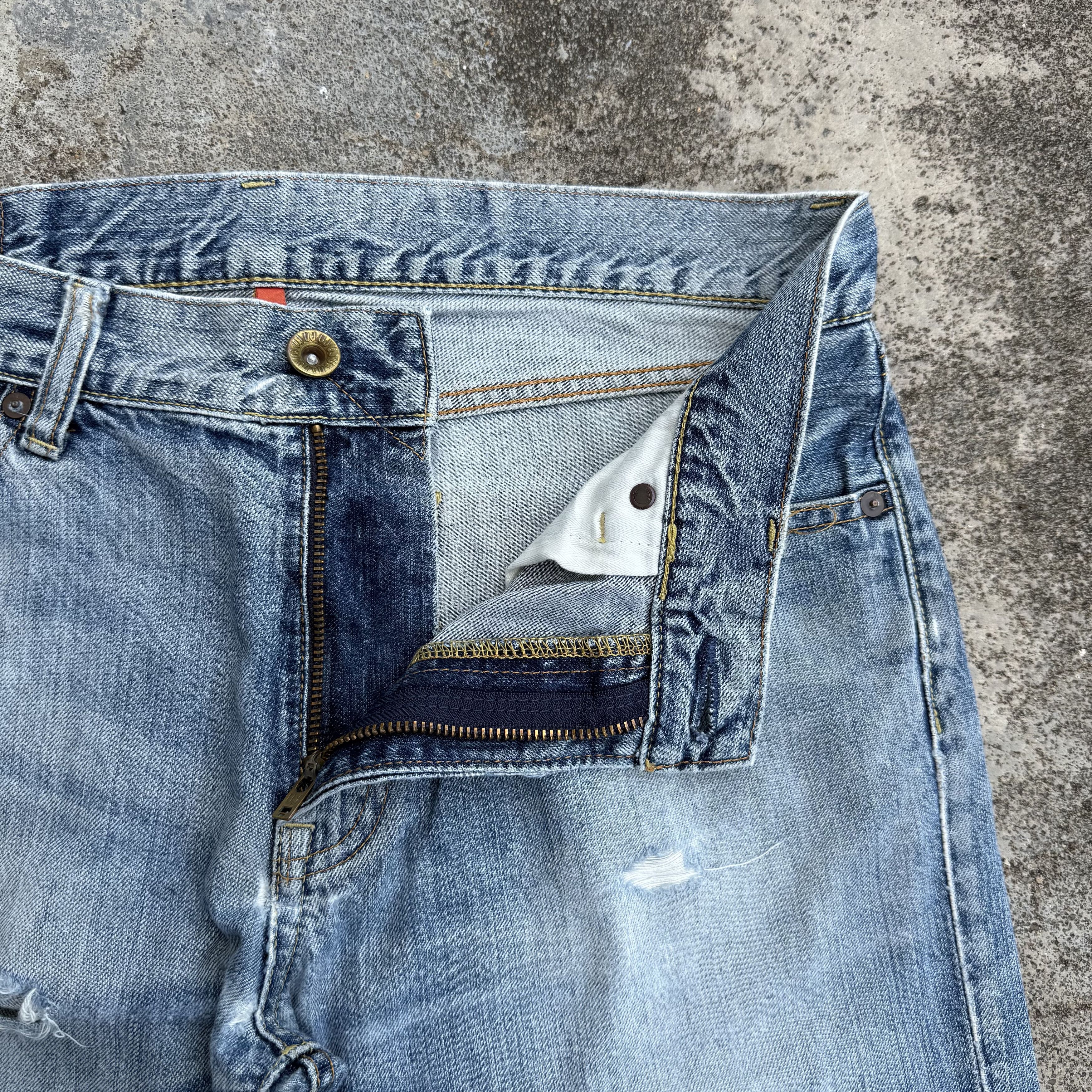 Jean Vintage Japanese faded ripped jeans denim pants Size US 34 / EU 50 - 7 Thumbnail