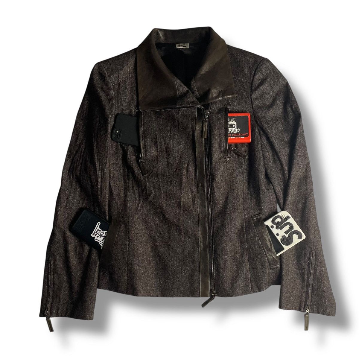 Krizia Uomo 🇯🇵 KRIZIA SHEEPSKIN COLLAR WOOL BLEND JACKET Size US XS / EU 42 / 0 - 2 Thumbnail