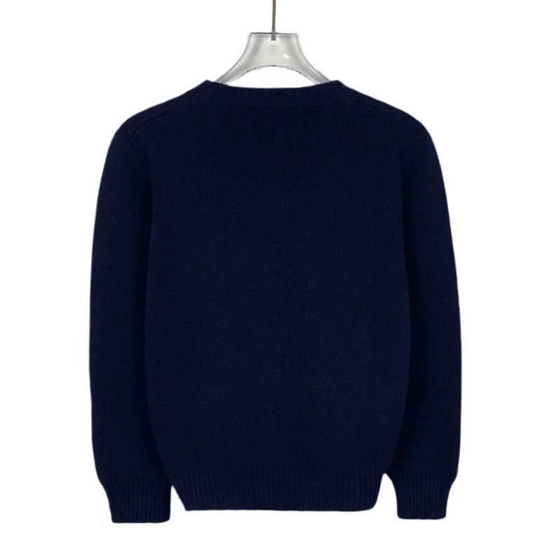 Prada Miu Miu Navy Wool Sweater with Embroidery-2506 Size S / US 4 / IT 40 - 2 Thumbnail