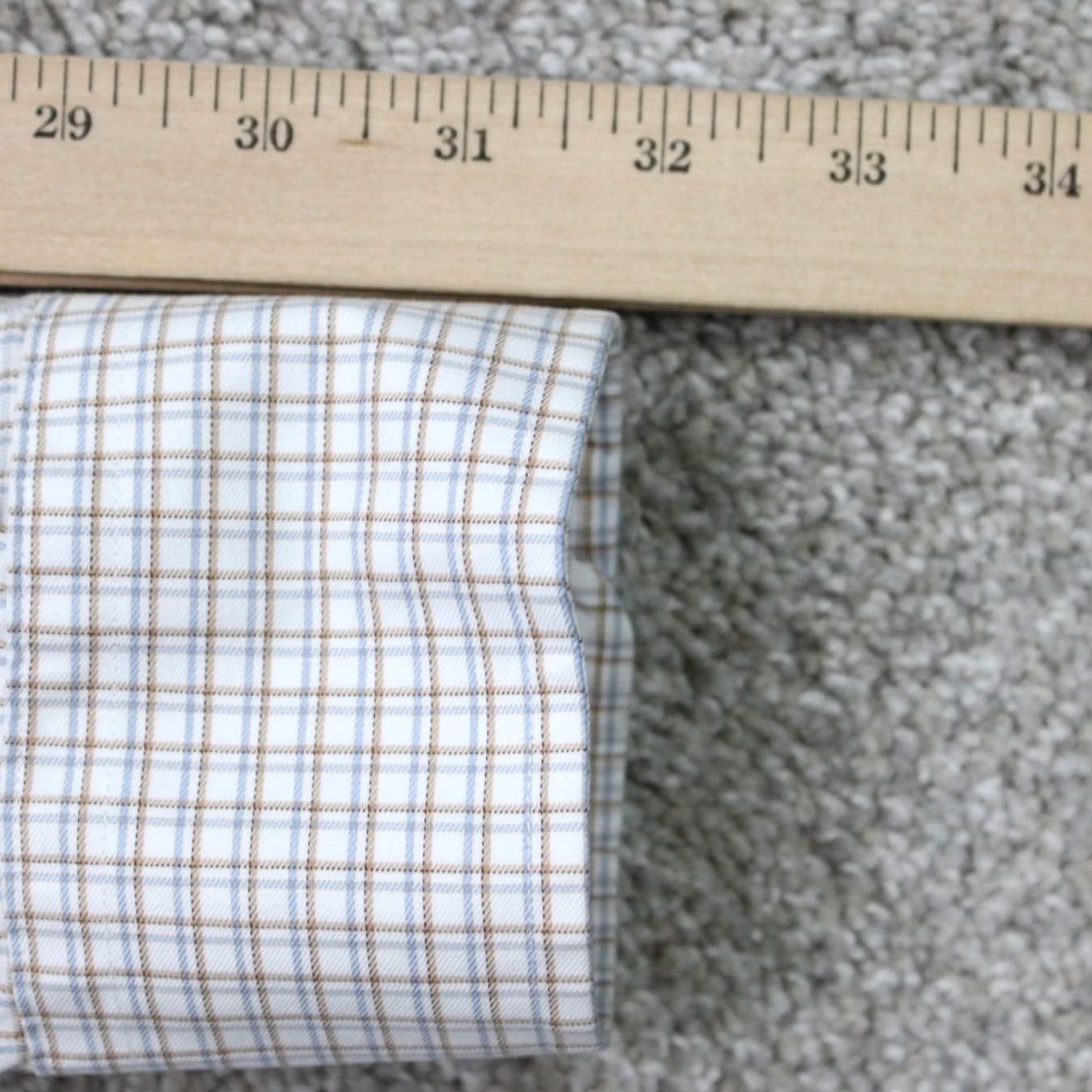 David Donahue David Donahue Shirt Mens 15.5 34/35 Beige/Blue Checkered Trim Fit Long Sleeve Dress Shirt Regular 100% Cotton Button Cuff Mens Size US L / EU 52-54 / 3 - 7 Thumbnail