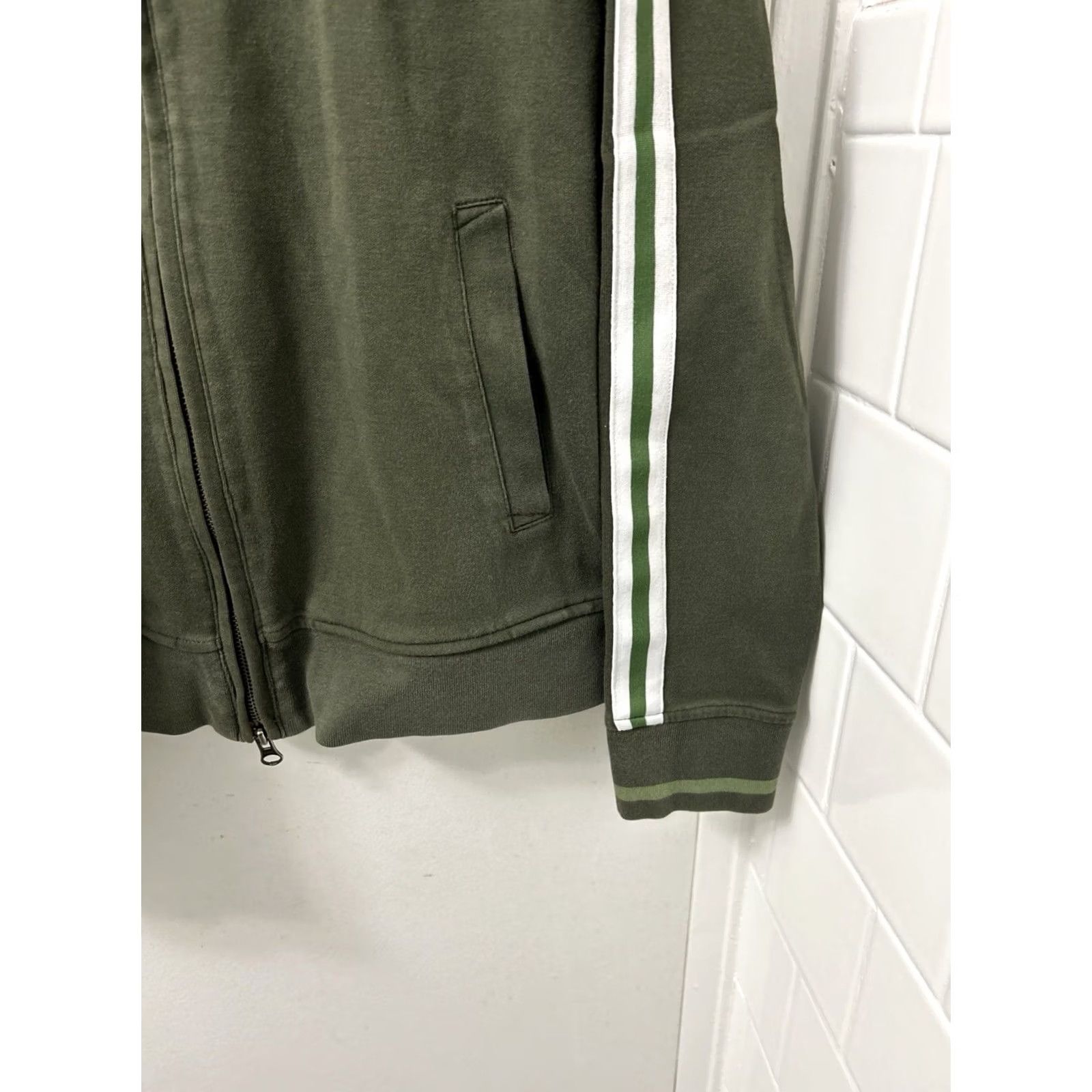 Banana Republic Banana Republic Track Jacket Mens M Army Green Full Zip Racing Stripes Shirt? Size US M / EU 48-50 / 2 - 7 Thumbnail