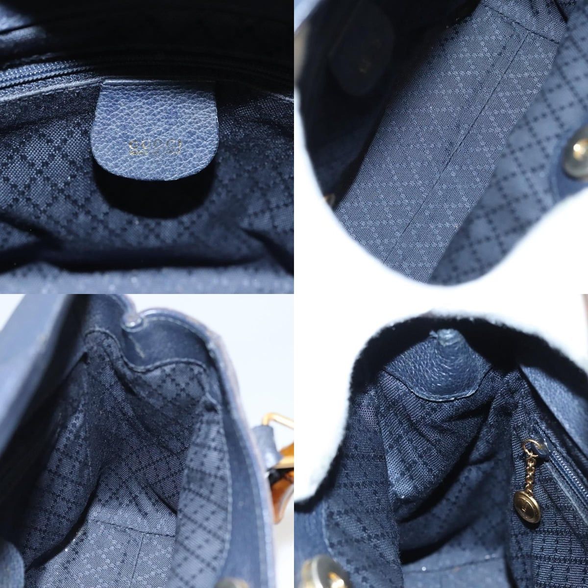 Gucci GUCCI Bamboo Hand Bag Suede Navy Gold 000 123 000 123 Size ONE SIZE - 11 Thumbnail