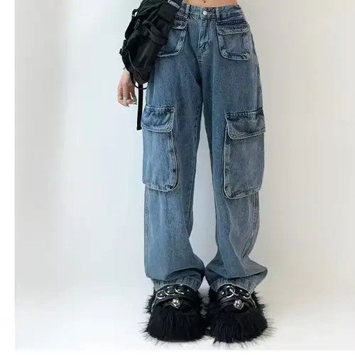 image of Multiple Pockets Design Jeans Woman in Blue, Women's (Size 26)