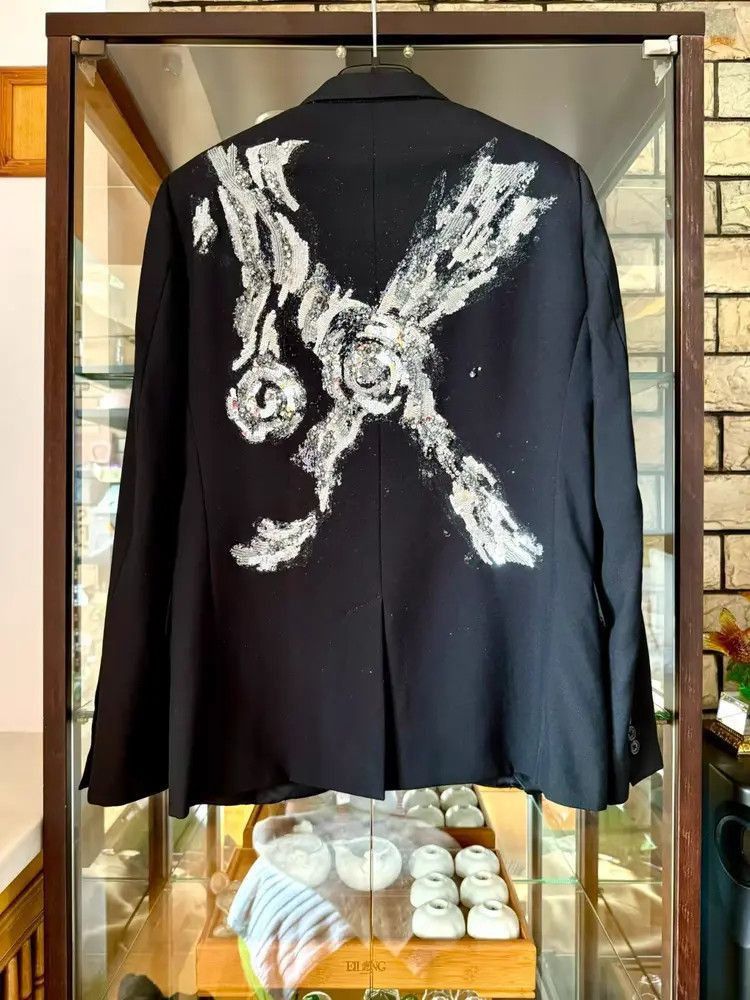 Saint Laurent Paris Sz 52 Saint Laurent Paris 15SS Runway Crystal Pattern Jacke Size US L / EU 52-54 / 3 - 6 Thumbnail