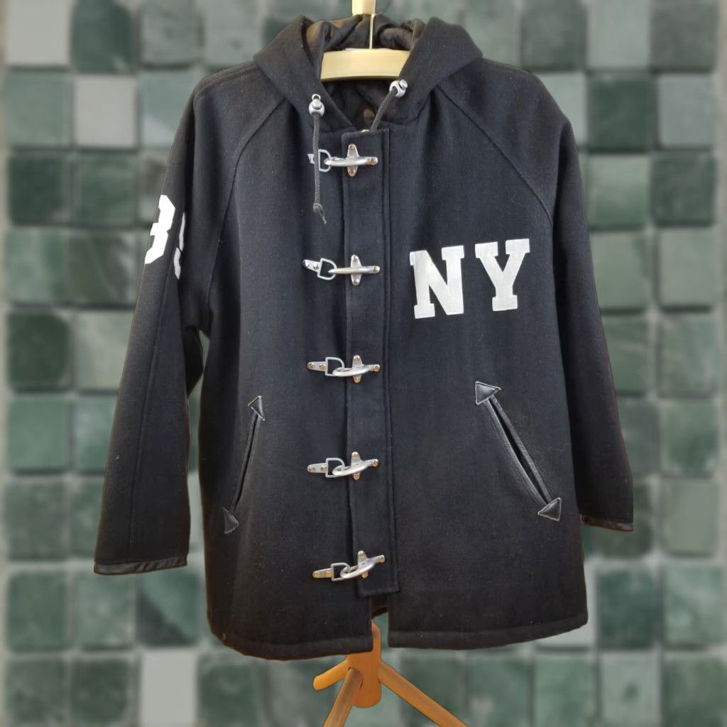 Vintage VINTAGE Empire New York Hook Black Wool Coat Jacket SZ MEDIUM Overcoat Men Jacket Wool Black 90s Limited Mens Size US M / EU 48-50 / 2 - 1 Thumbnail