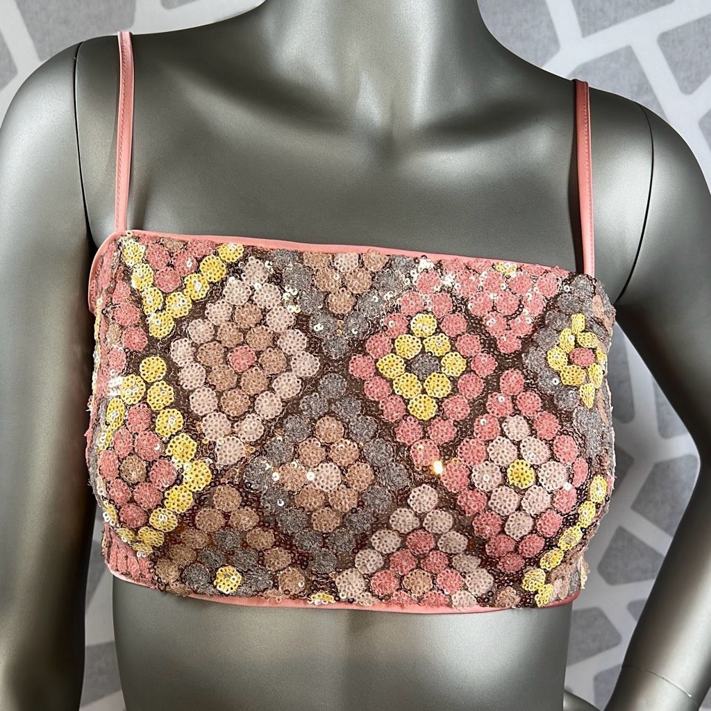 CAROLINE CONSTAS Caroline Constas Sequined Cropped Top and Mini Skirt Set NWT 6 Size M / US 6-8 / IT 42-44 - 2 Thumbnail