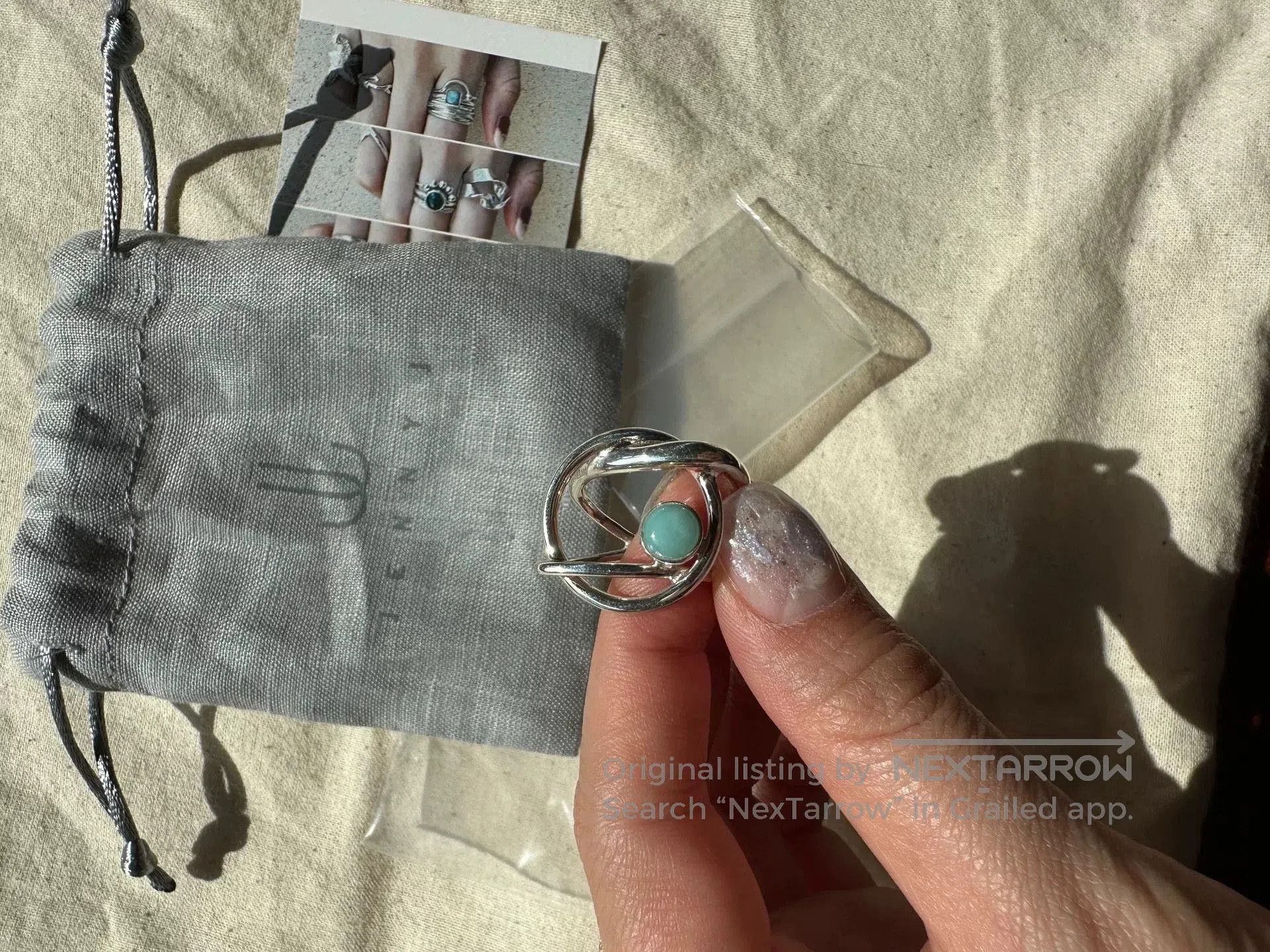 CSJ Green Turquoise Silver Ring.